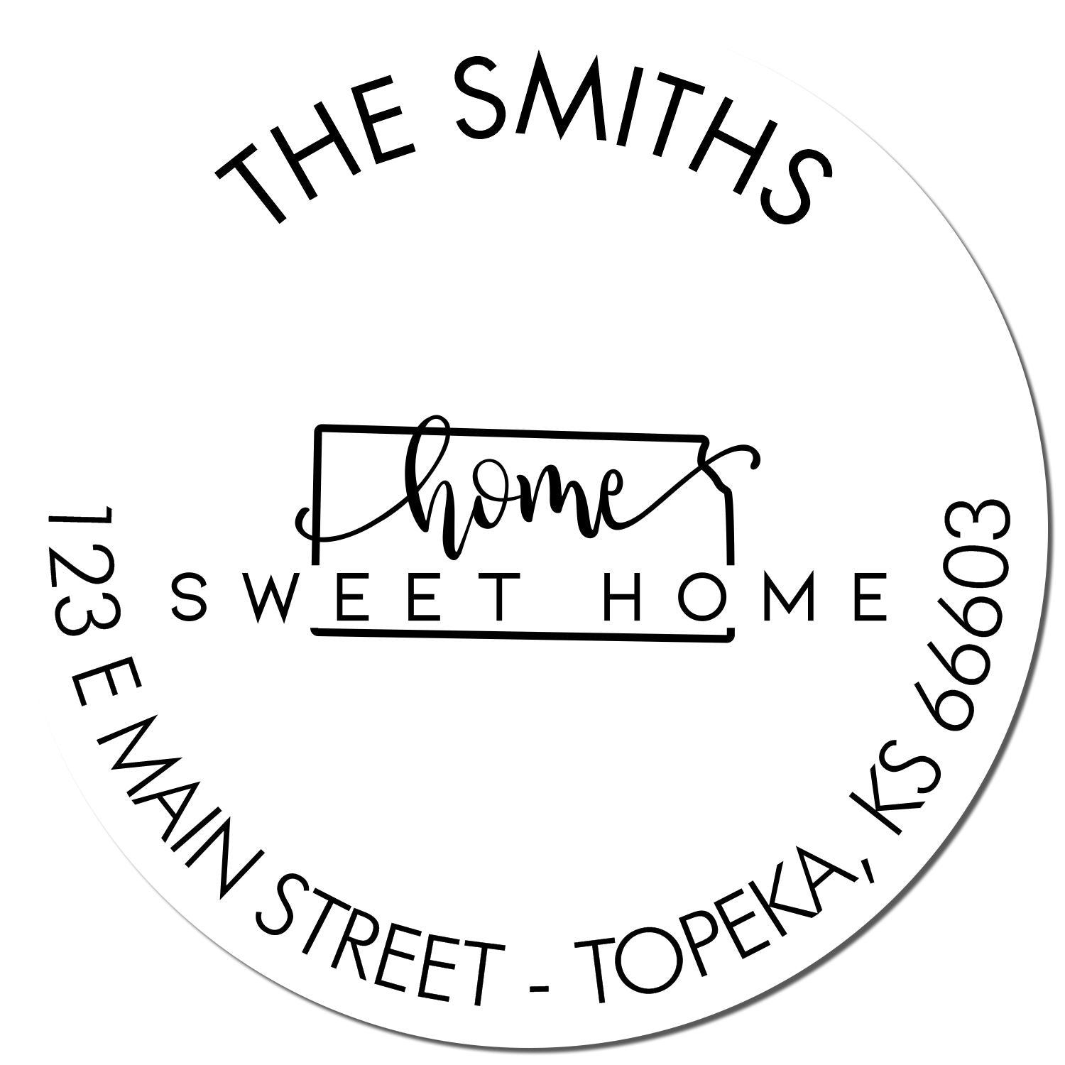 Self-Inking Round Home Sweet Home for Kansas Custom Mailing Stamper