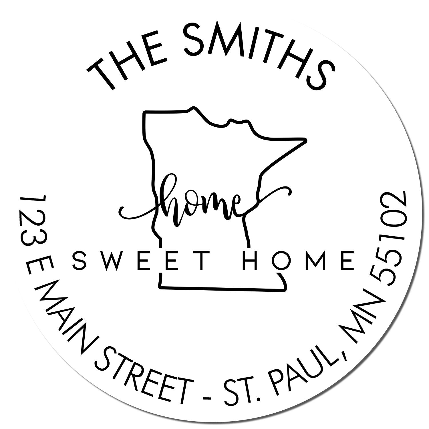 Slim Home Sweet Home for Minnesota Personalized Mailing Address Stamp