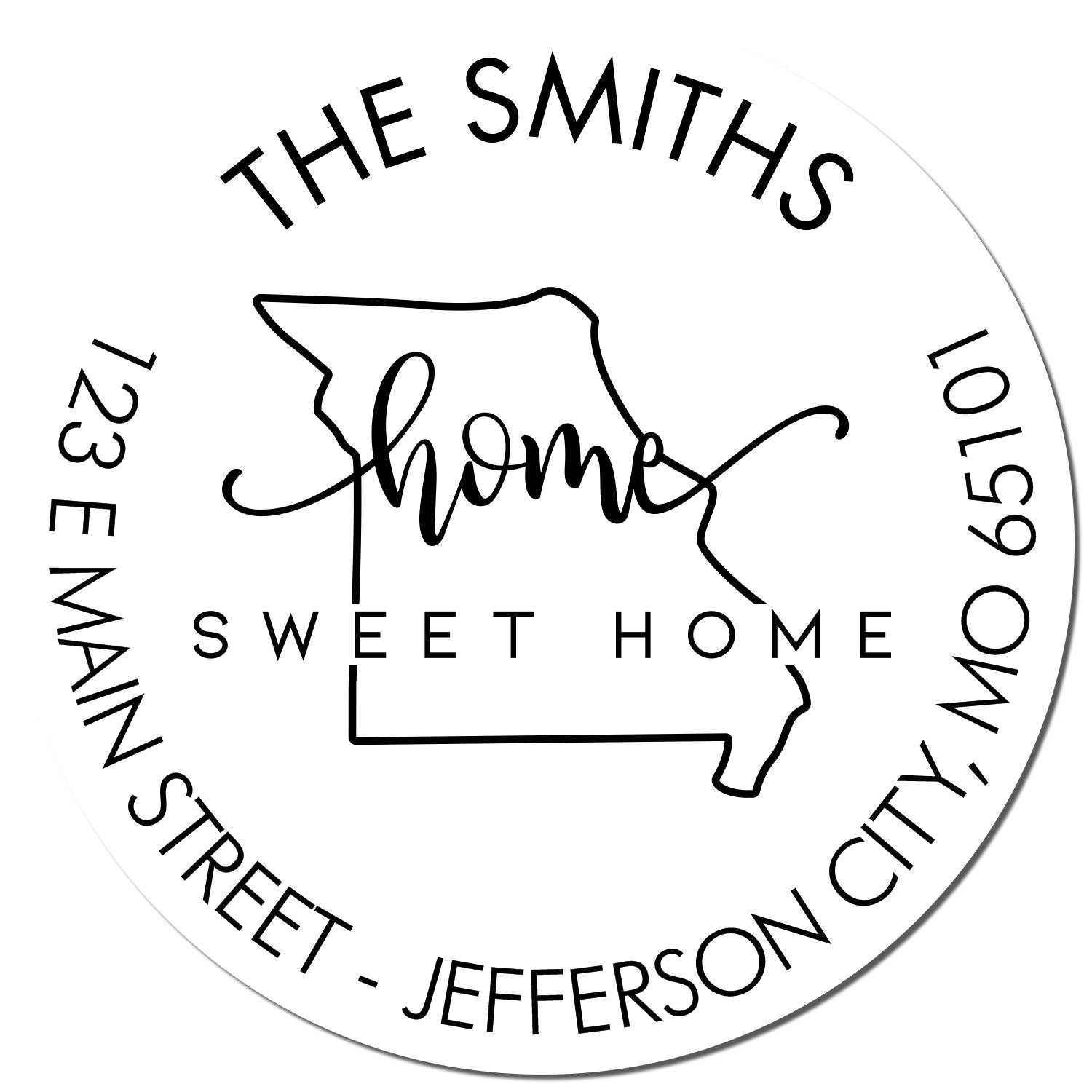 Slim Home Sweet Home for Missouri Personalized Mailing Pre-Inked Stamp