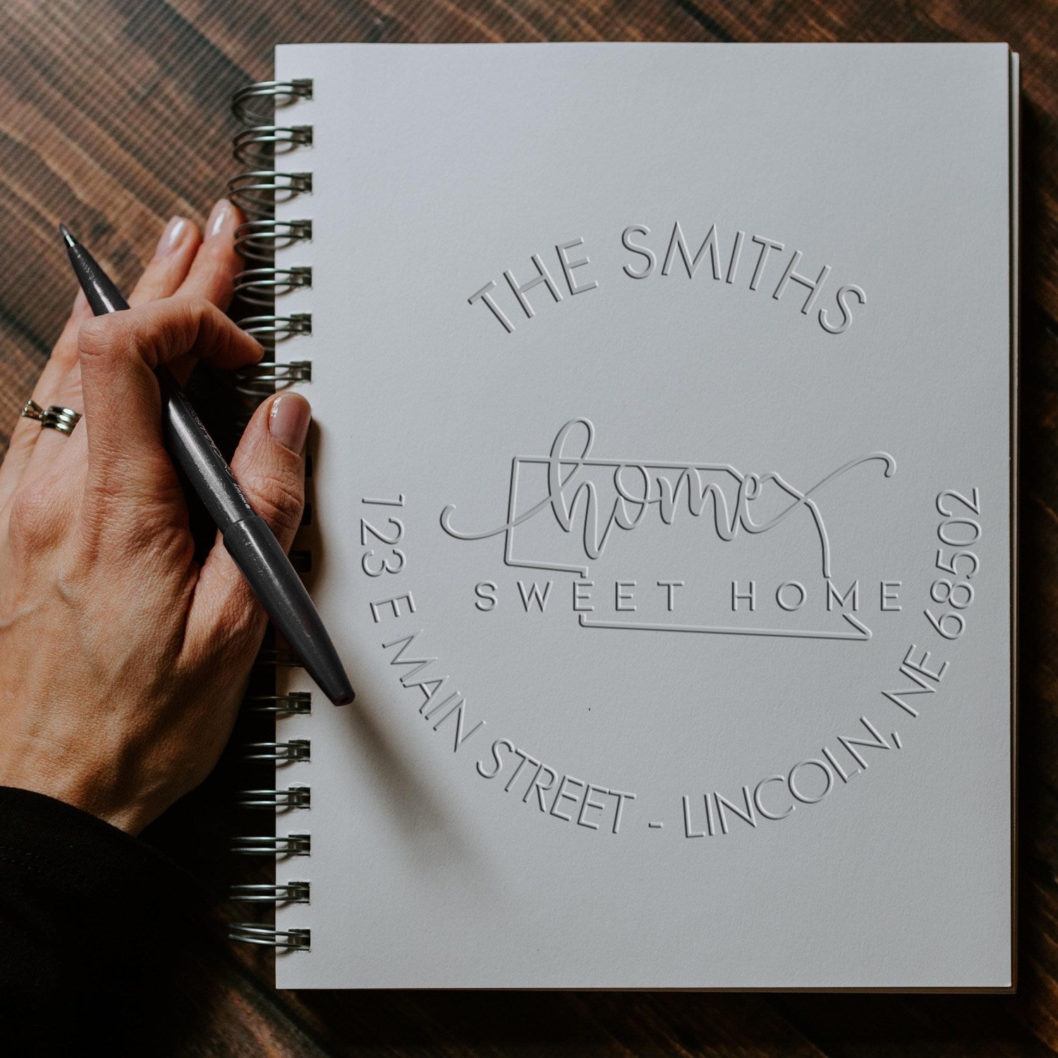 Home Sweet Home Nebraska Hybrid Personalizable Mailing Address Embosser Seal Stamp - Engineer Seal Stamps