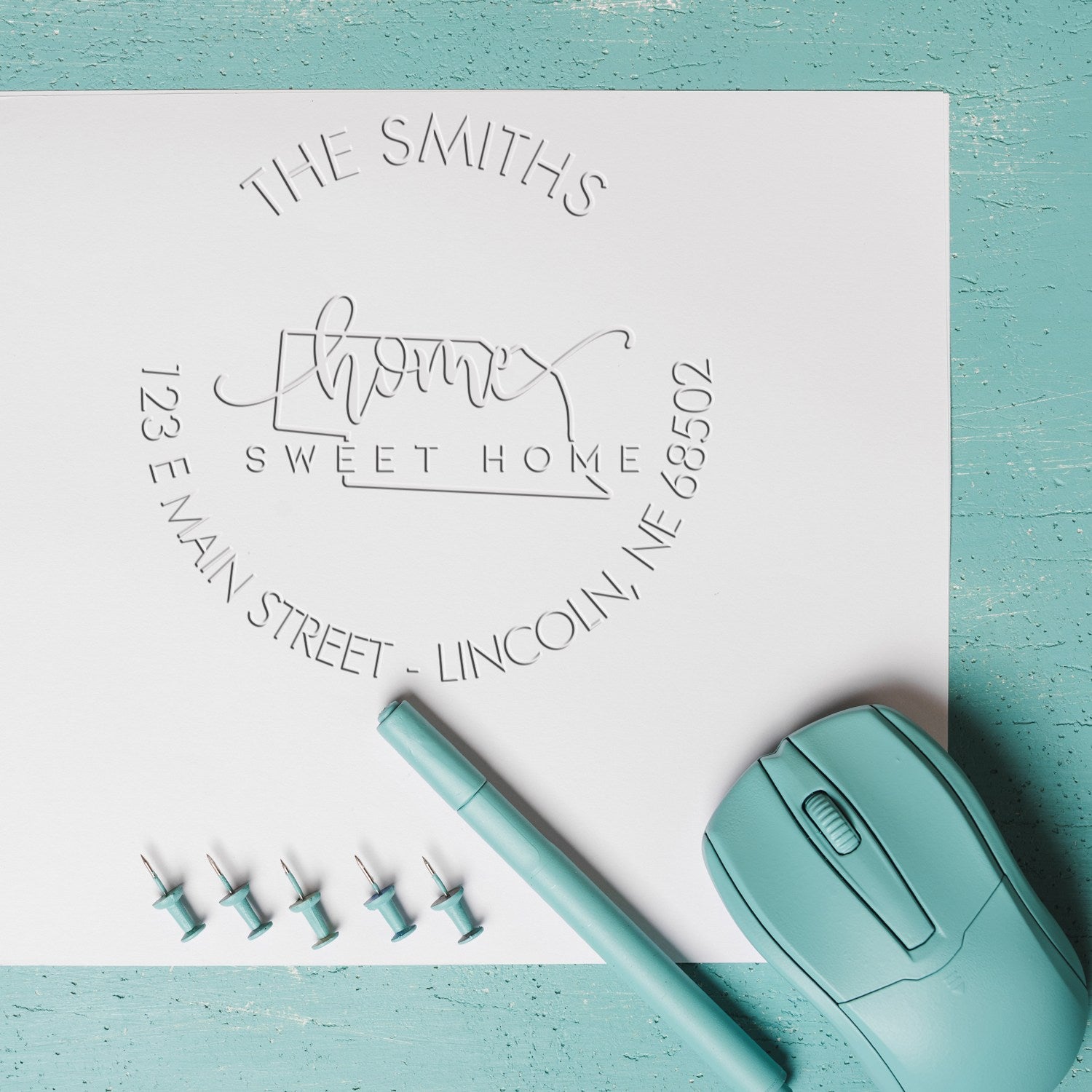 Home Sweet Home Desk Handcrafted Name and Address Embossed Seal for NE - Engineer Seal Stamps