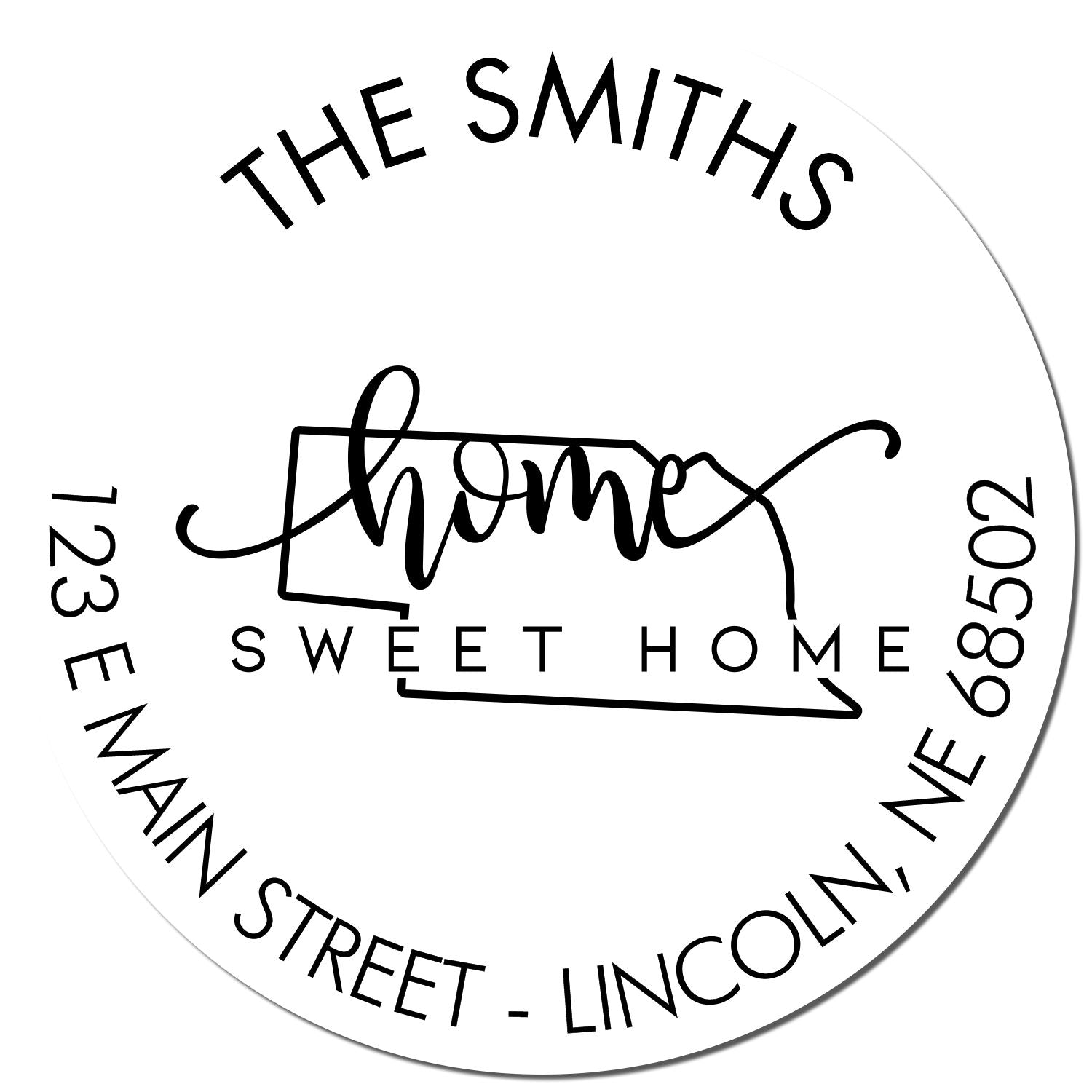 Self-Inking Round Home Sweet Home for Nebraska Custom Return Address Stamp