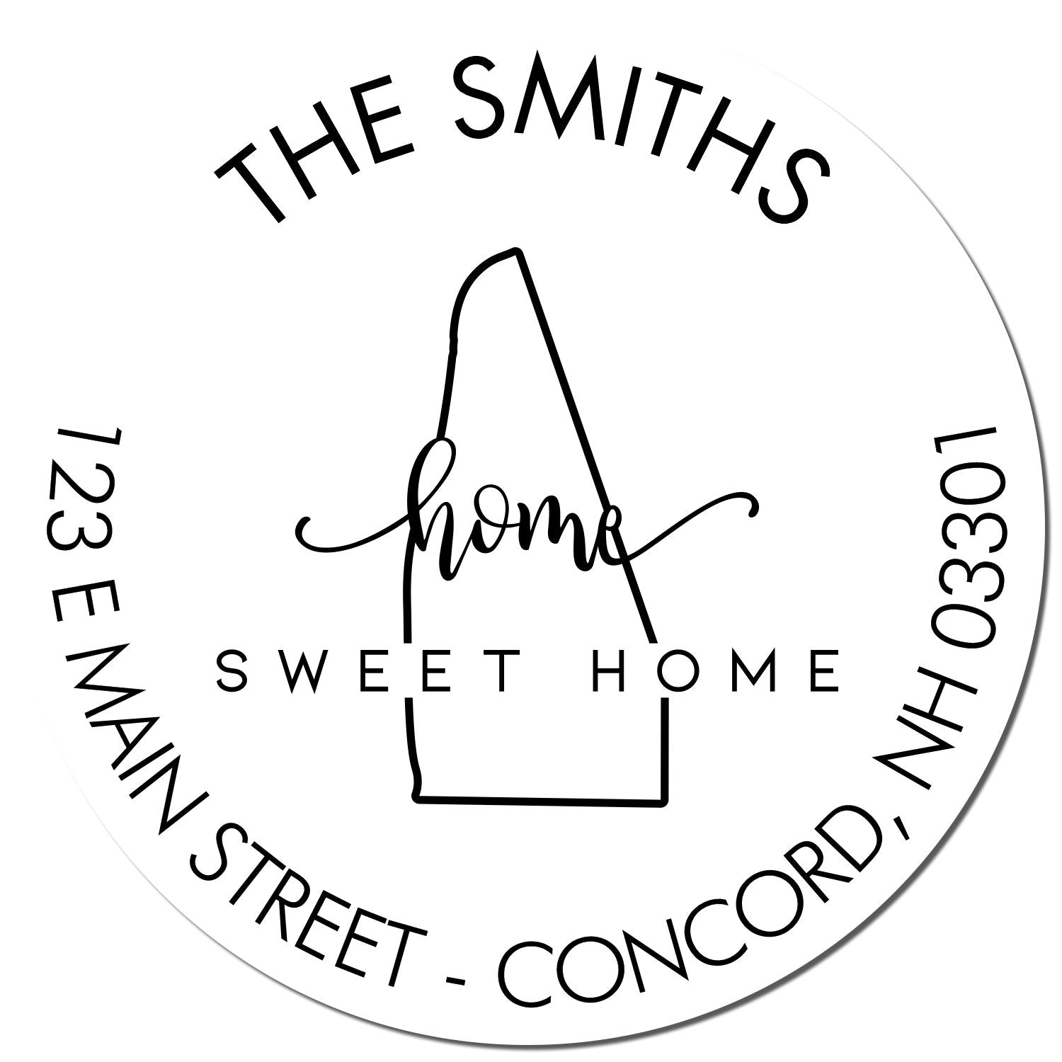 Slim Home Sweet Home for New Hampshire Personalized Name and Address Stamp