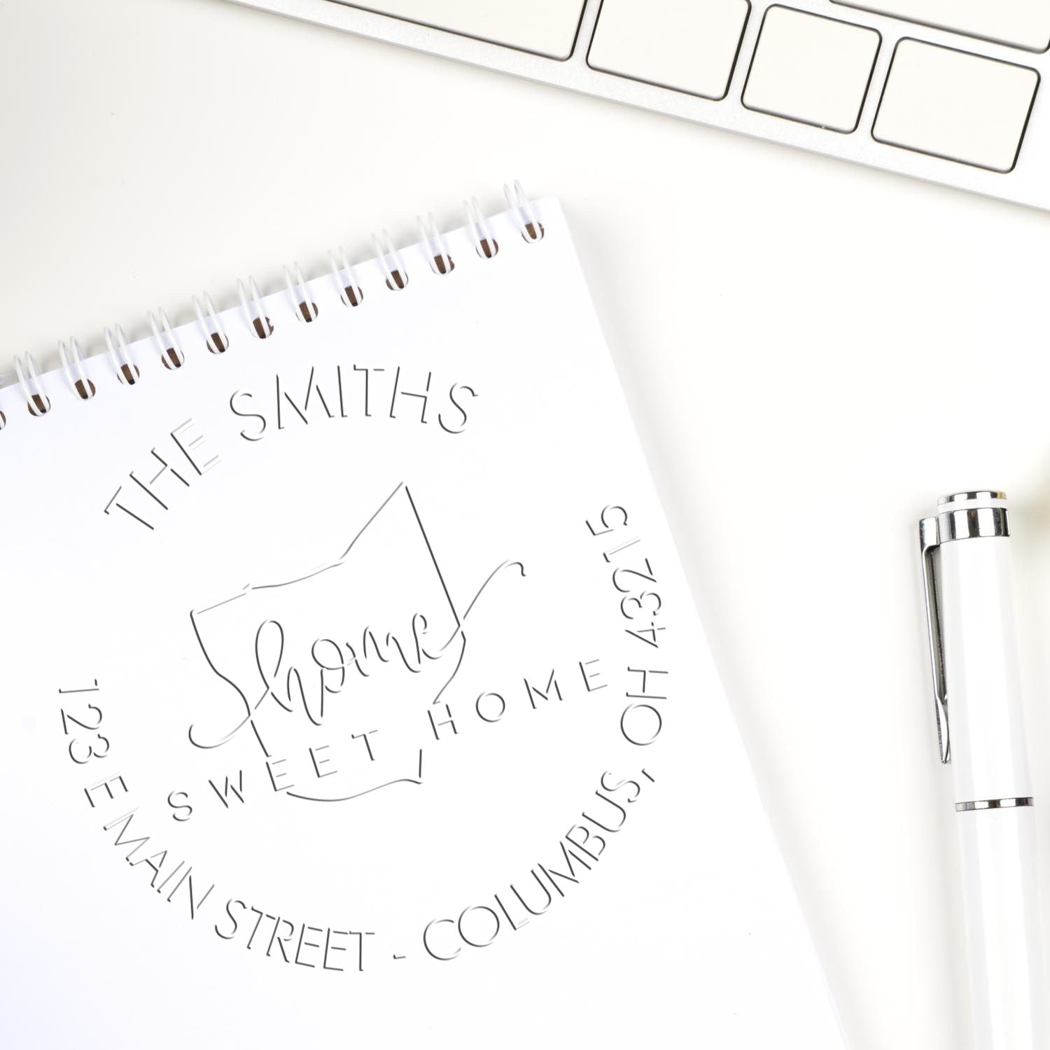 Home Sweet Home Ohio Hybrid Personalizable Return Embossed Seal - Engineer Seal Stamps