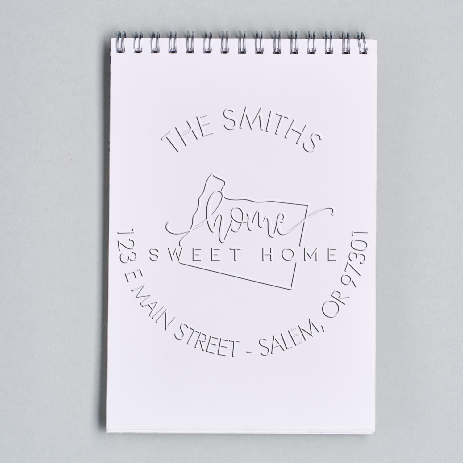 Home Sweet Home Oregon Hybrid Personalizable Return Embossed Stamp - Engineer Seal Stamps