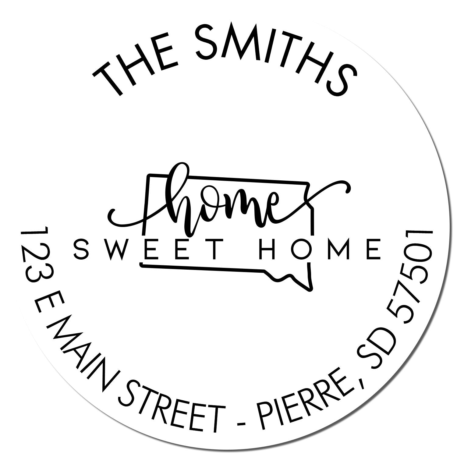 Self-Inking Round Home Sweet Home for South Dakota Customizable Home Address Rubber Stamp