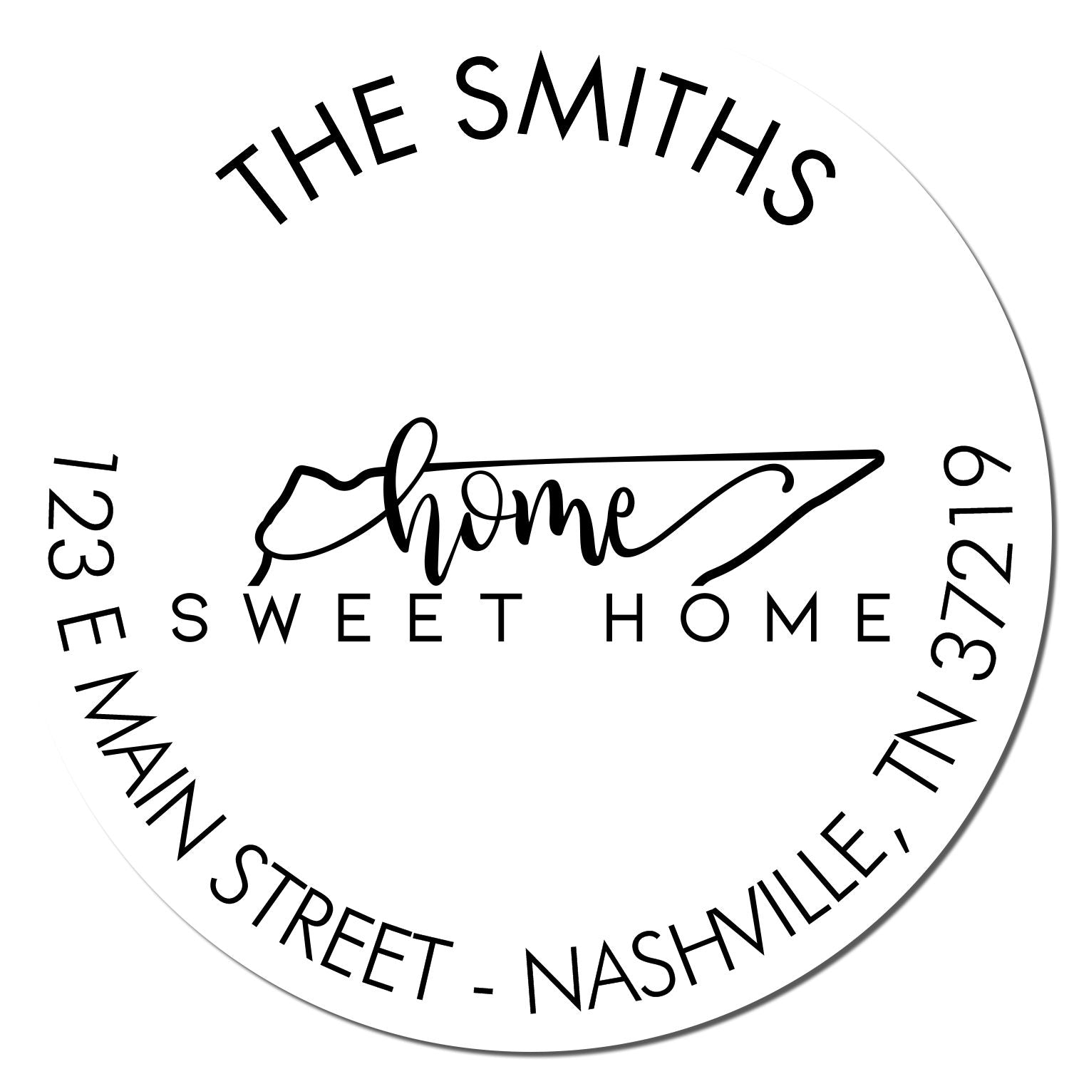 Wooden Handle Round Home Sweet Home for Tennessee Customized Address Return Rubber Stamp