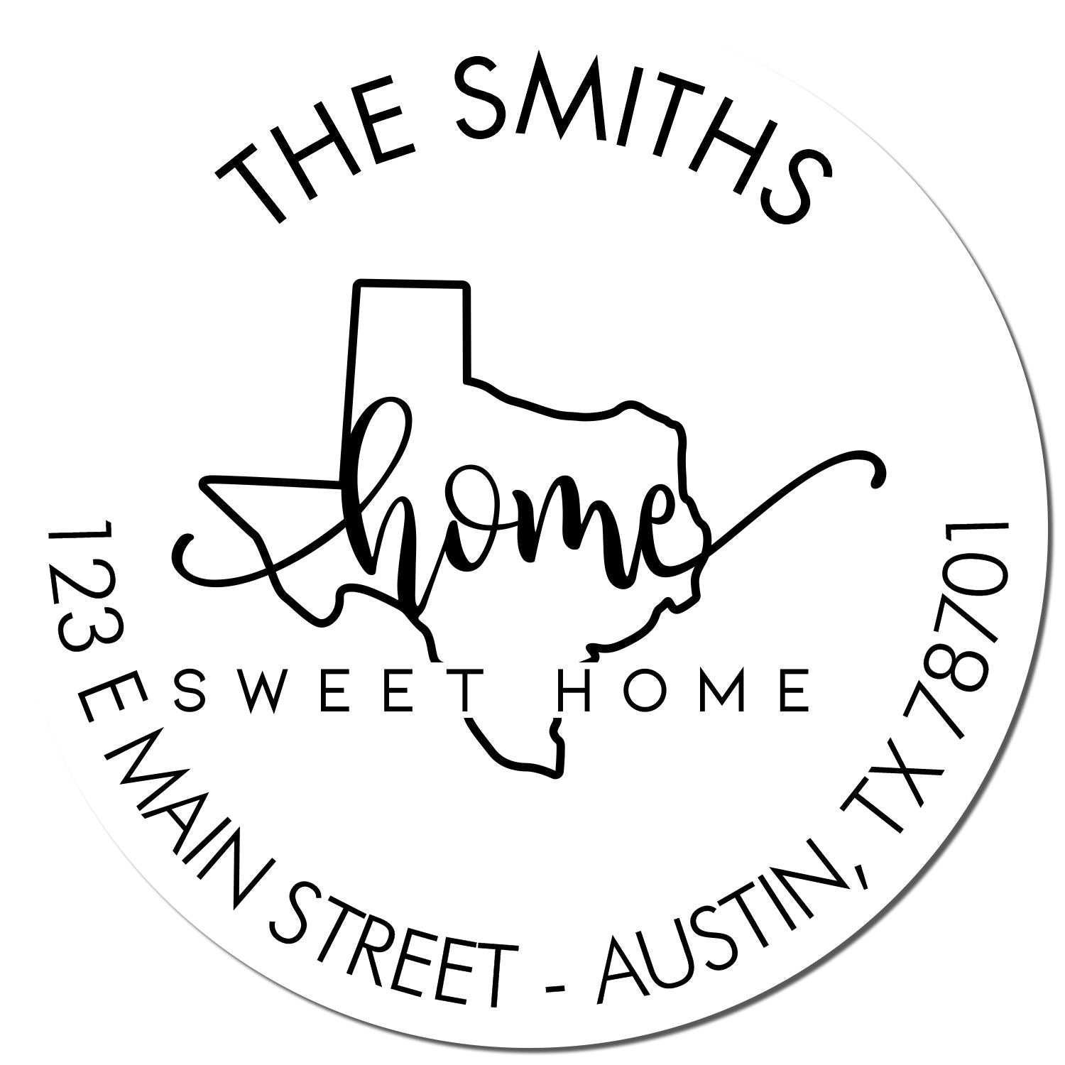 Self-Inking Round Home Sweet Home for Texas Customizable Home Address Stamper