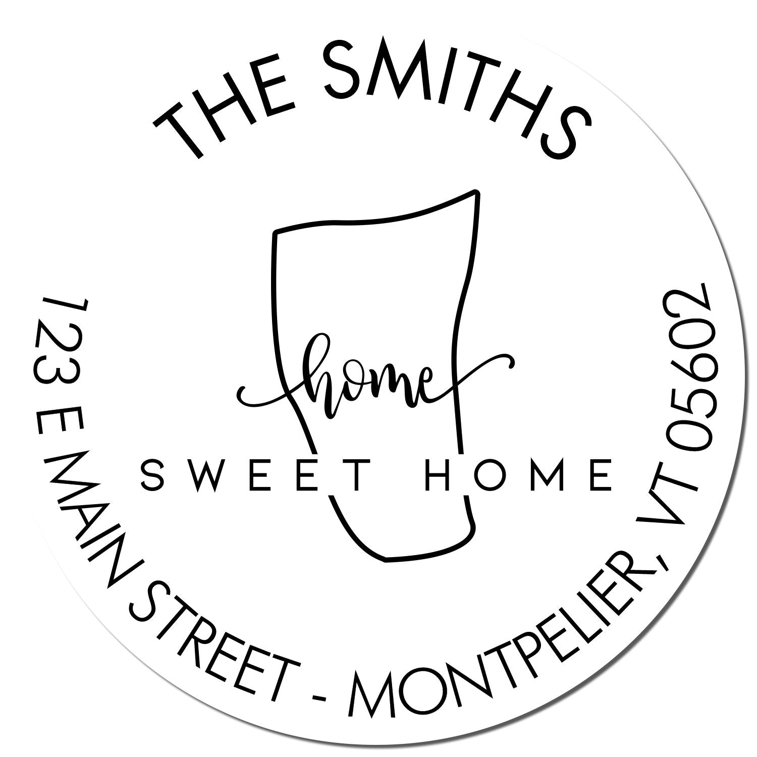 Wooden Handle Round Home Sweet Home for Vermont Customized Address Rubber Stamp