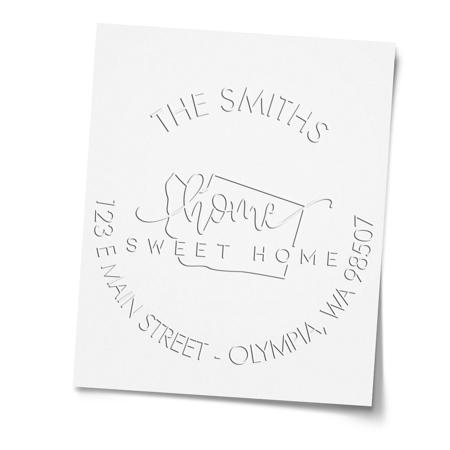 Home Sweet Home Desk Handcrafted Mailing Address Embosser Seal for WA - Engineer Seal Stamps