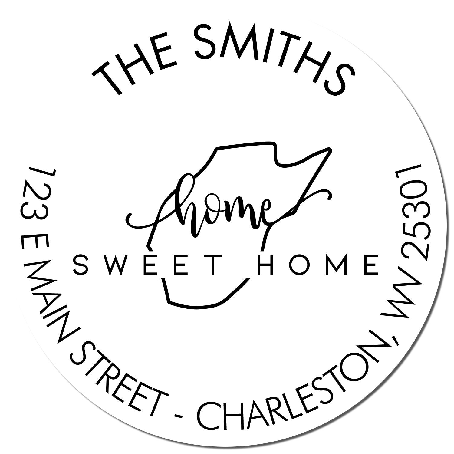 Wooden Handle Round Home Sweet Home for West Virginia Customized Home Address For Envelopes Rubber Stamp