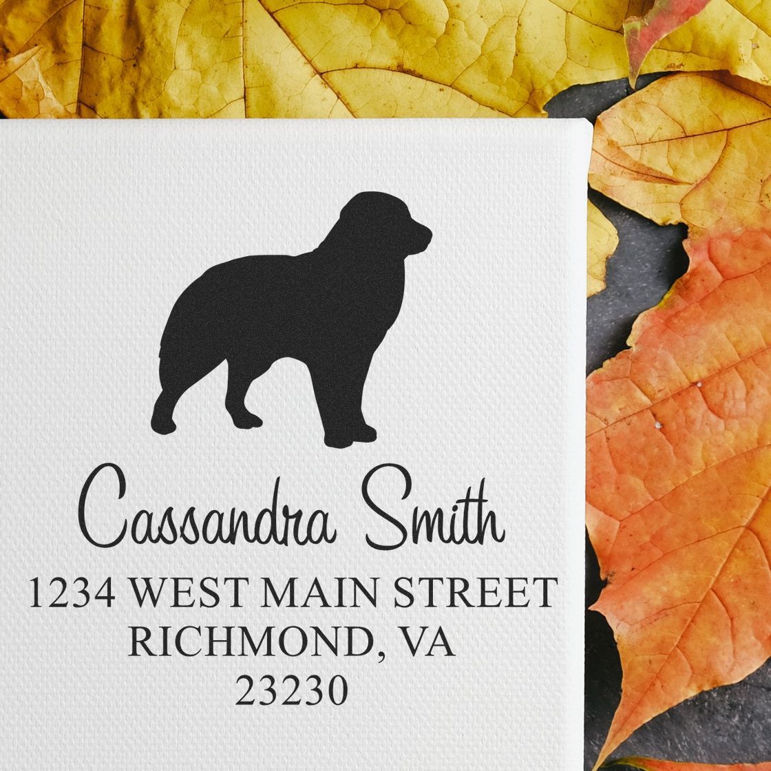 Wood Handle Australian Shepherd Address Label Stamp