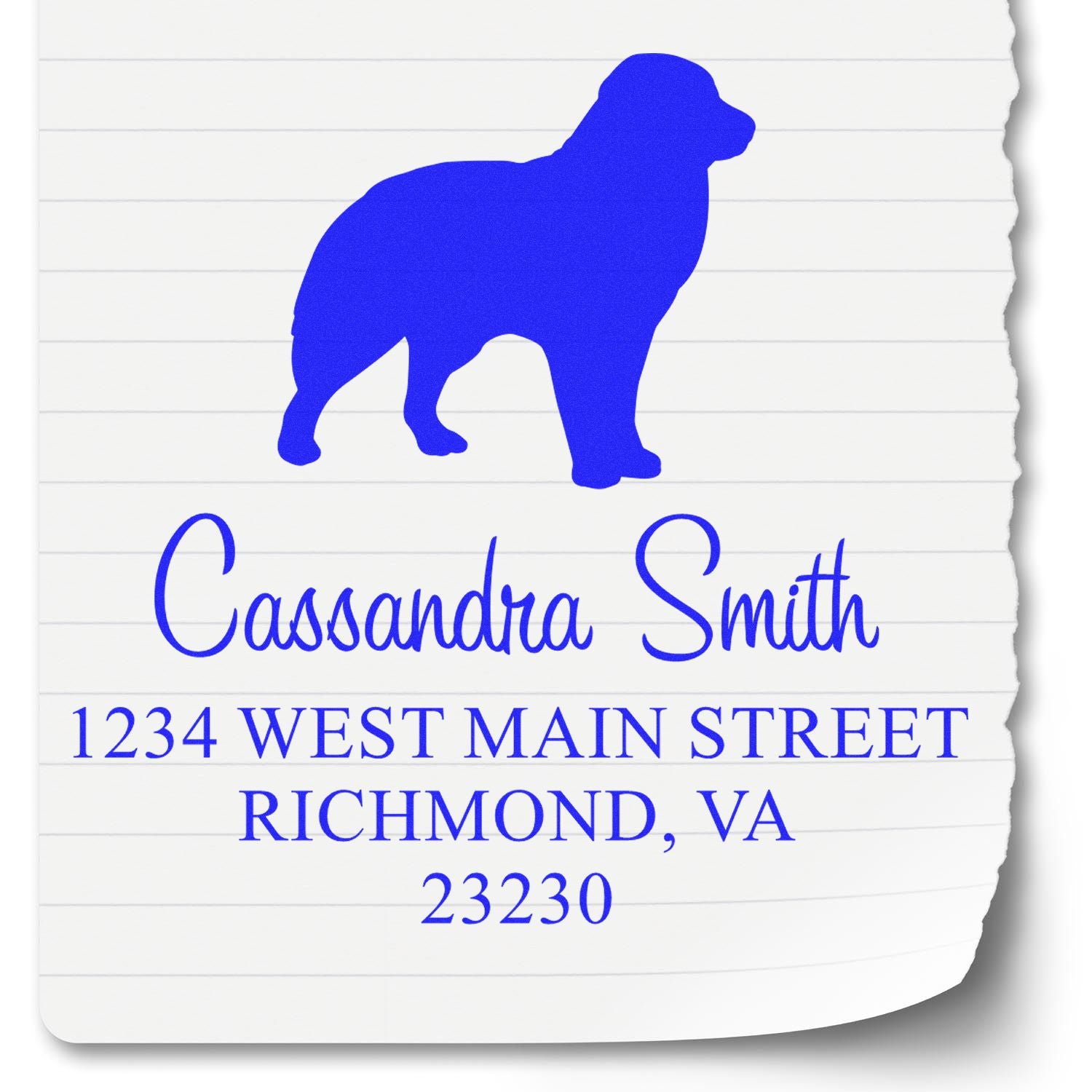 Wood Handle Australian Shepherd Address Label Stamp