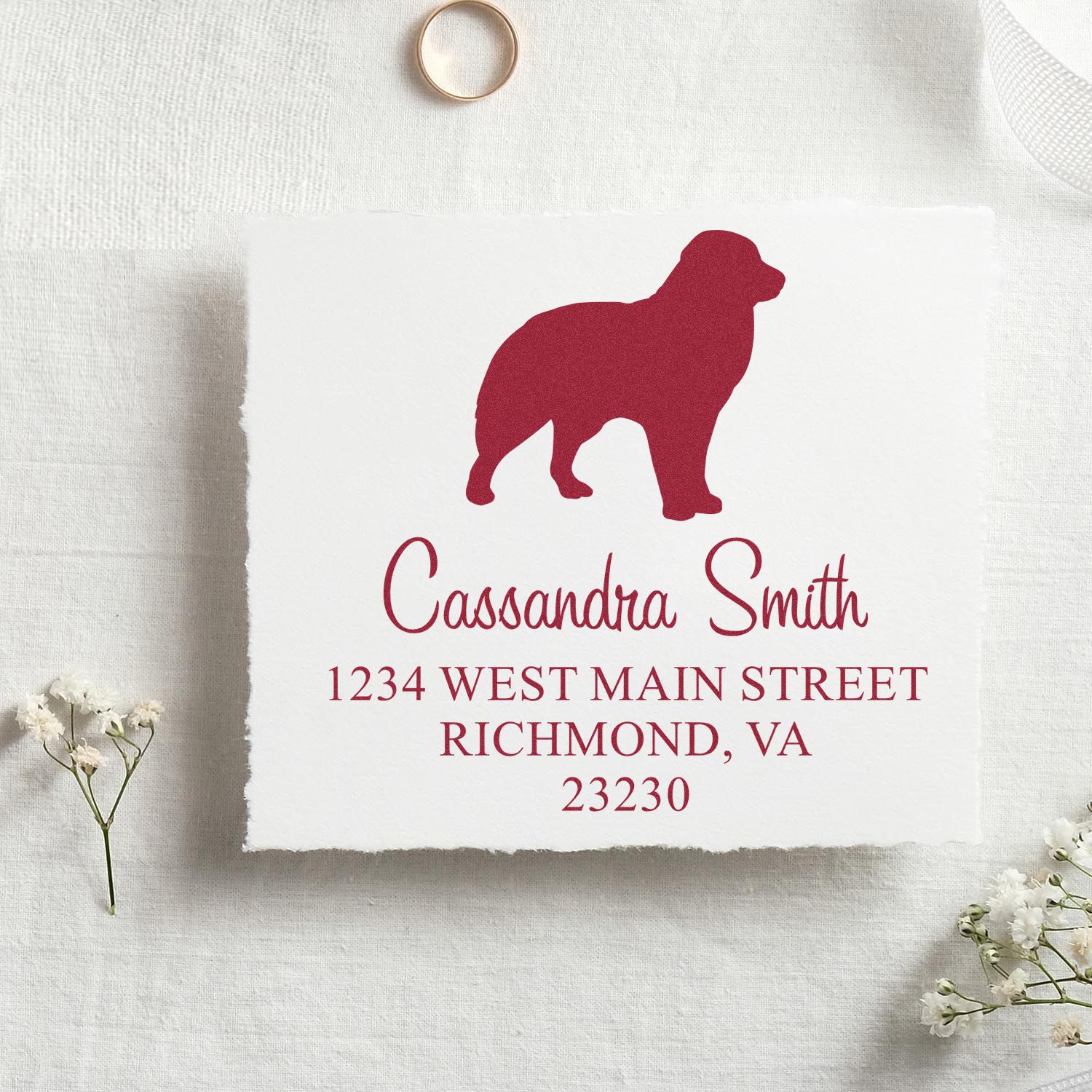 Wood Handle Australian Shepherd Address Label Stamp