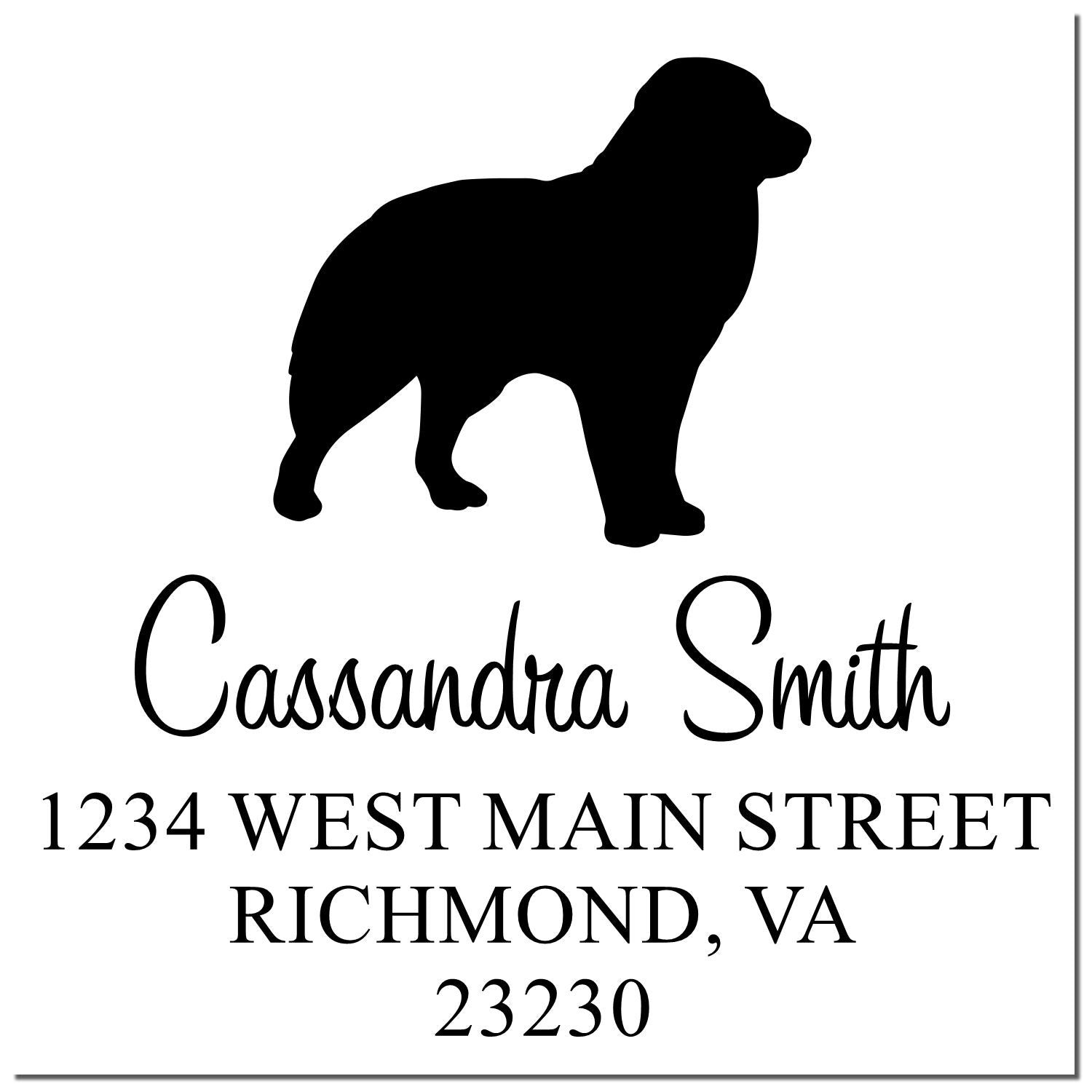 Wood Handle Australian Shepherd Address Label Stamp