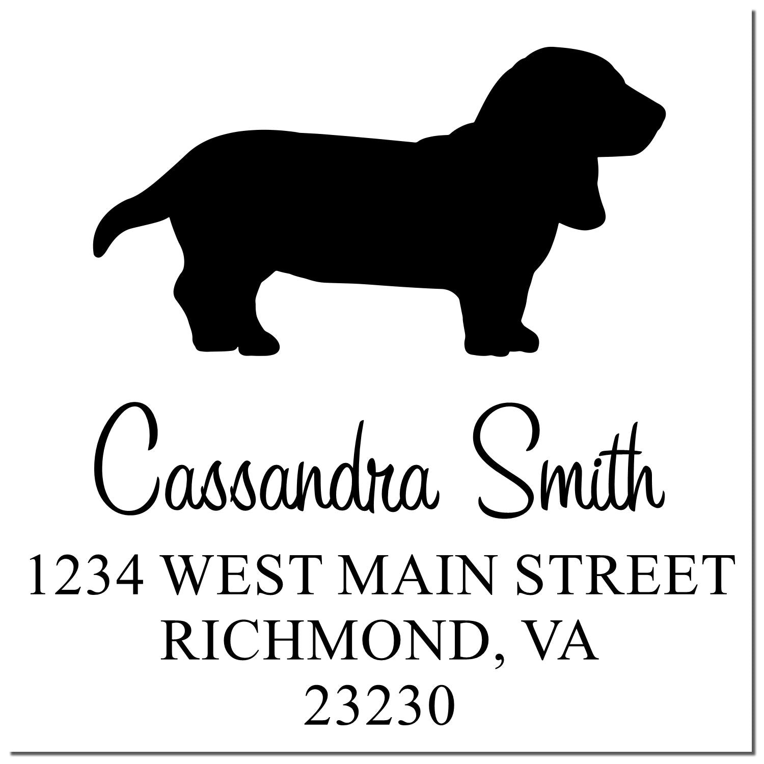 Wood Handle Basset Hound Address Label Stamp