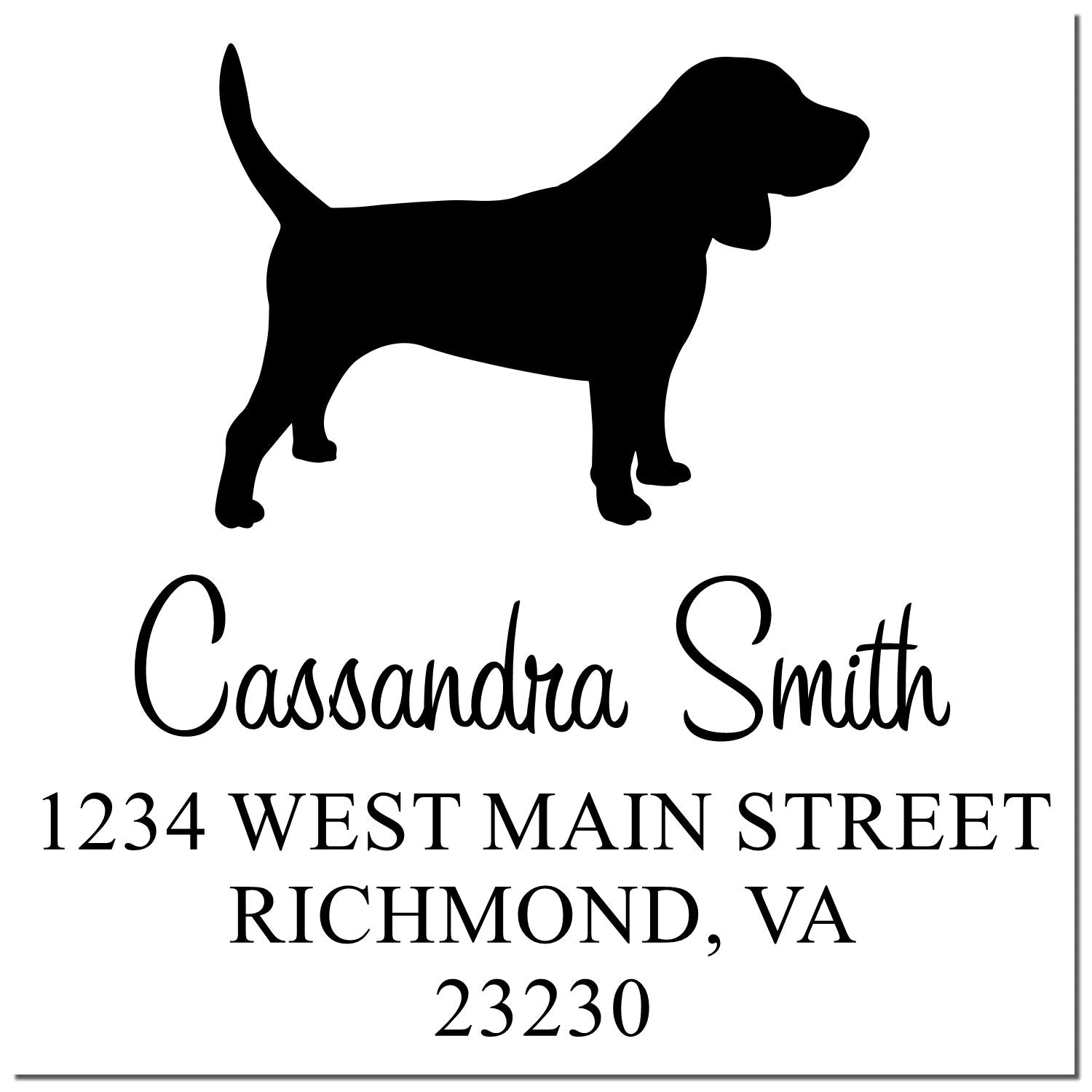 Wood Handle Beagle Address Label Stamp for Envelopes