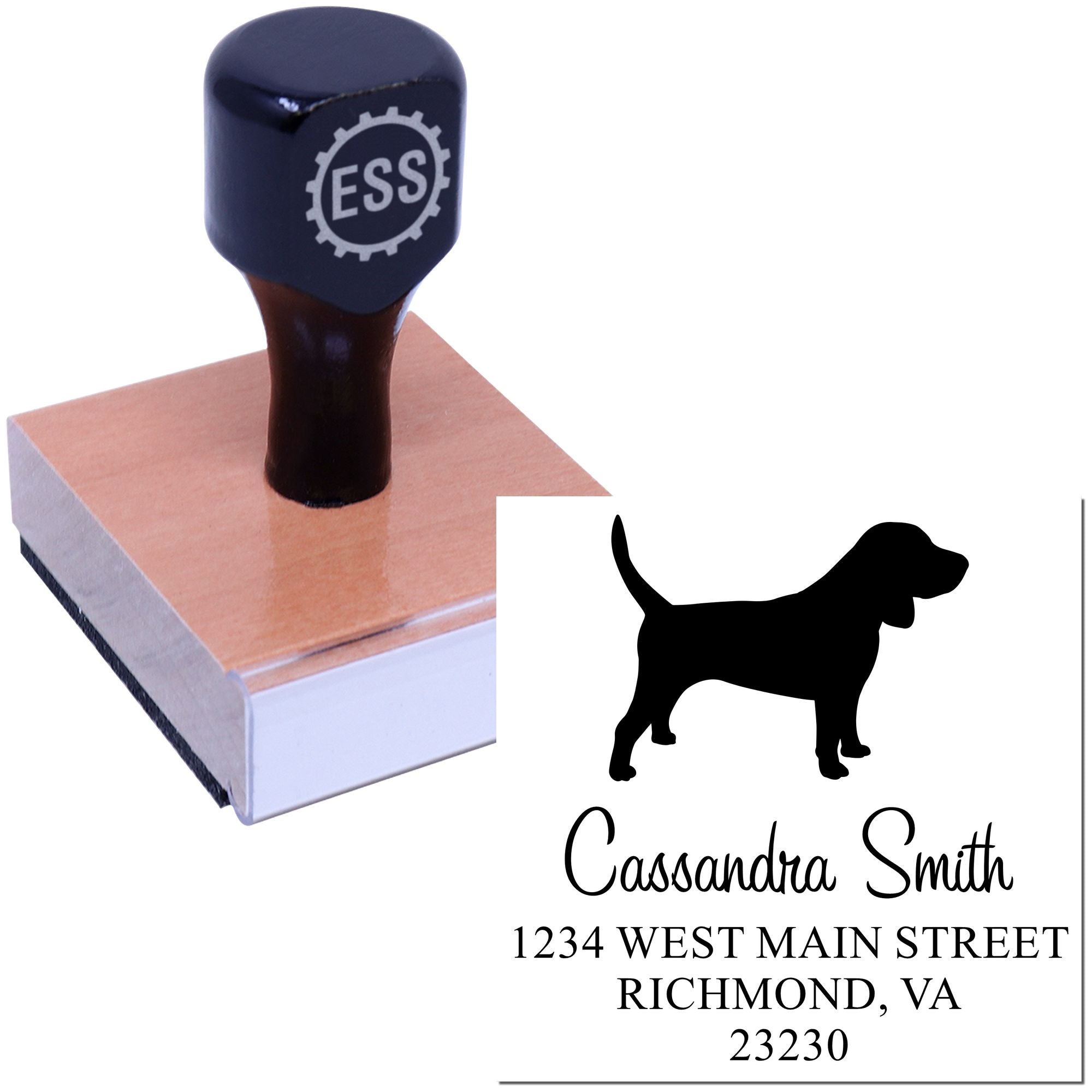 Wood Handle Beagle Address Label Stamp for Envelopes