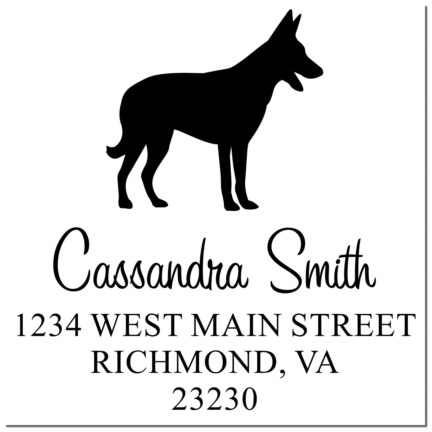 Wood Handle Belgian Malinois Address Label Stamp for Envelopes