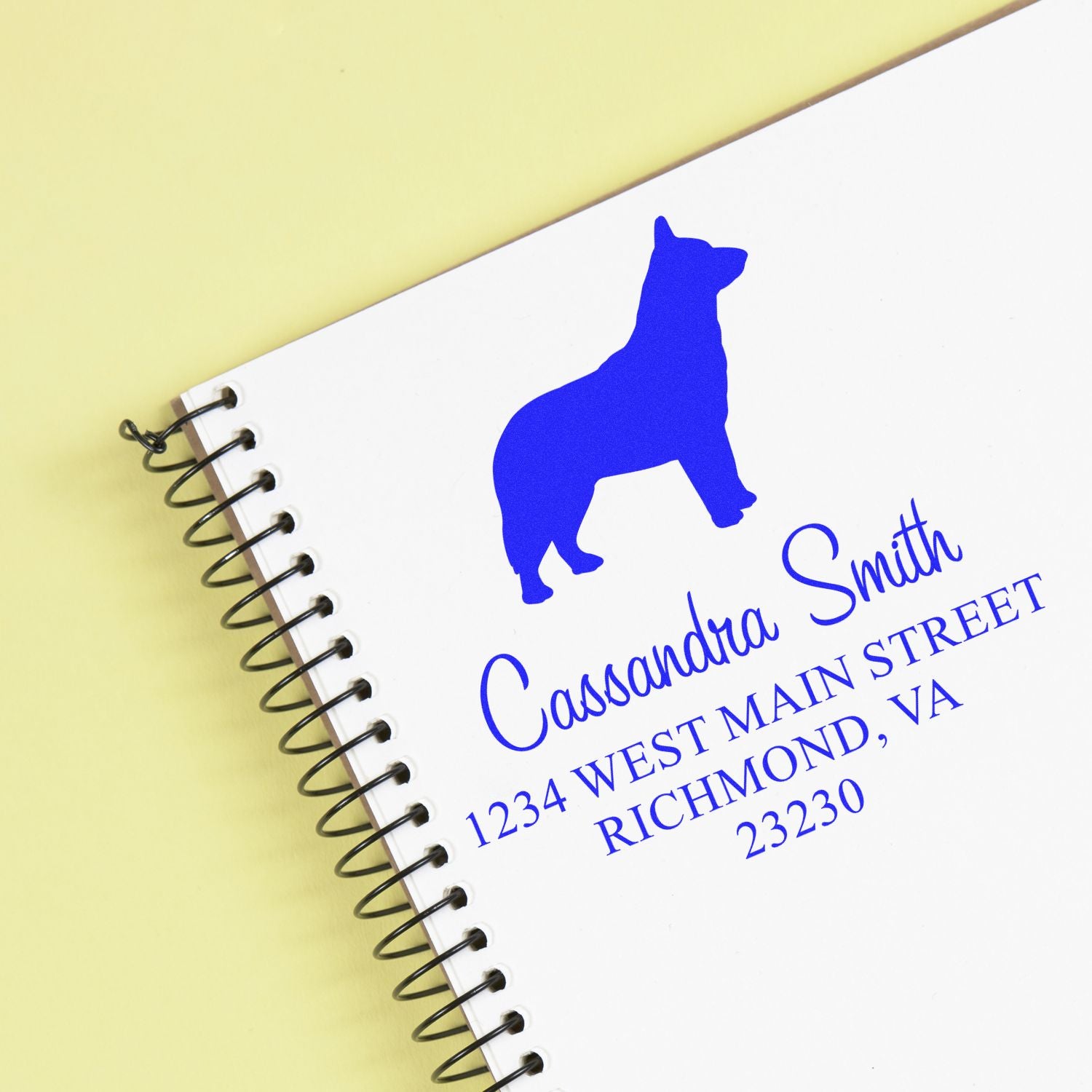 Wood Handle Blue Heeler Address Label Stamper