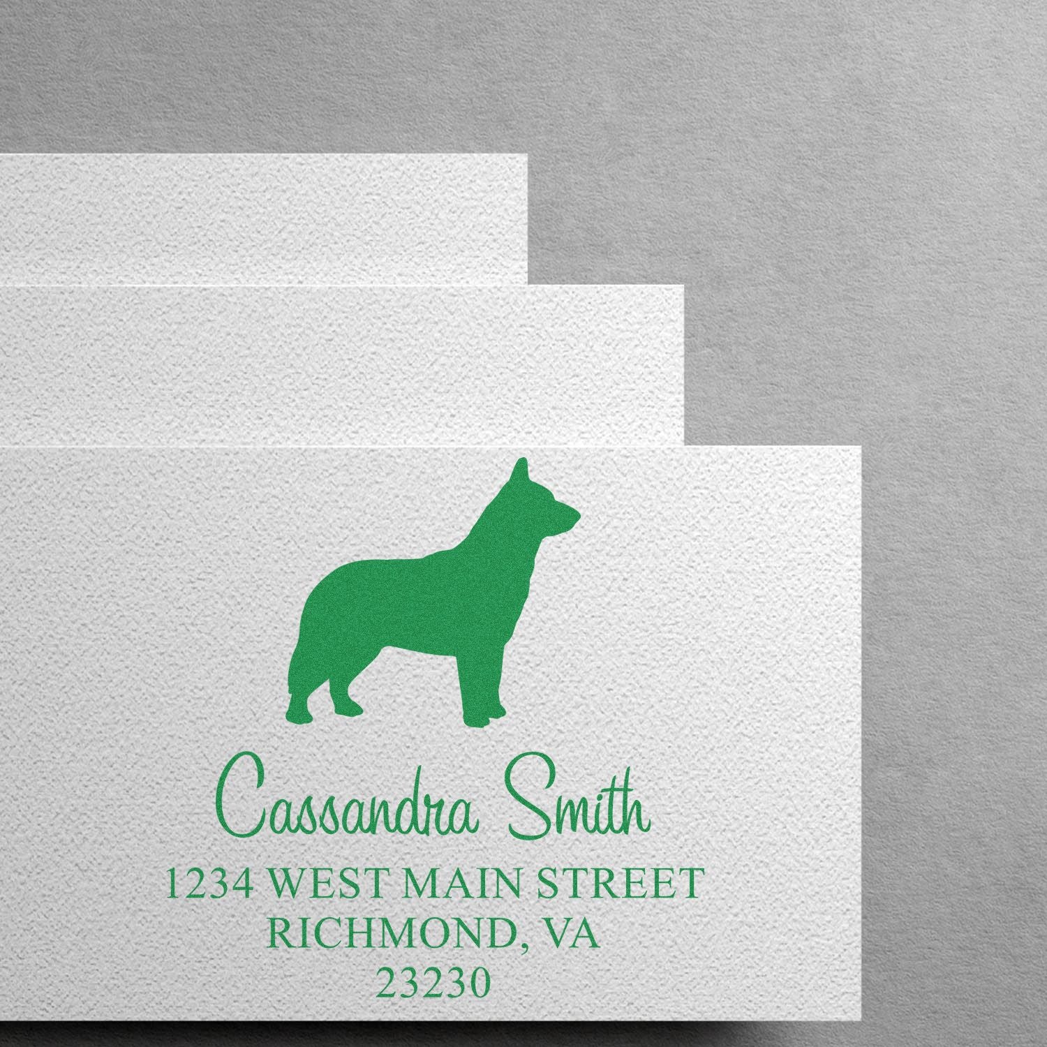 Wood Handle Blue Heeler Address Label Stamper