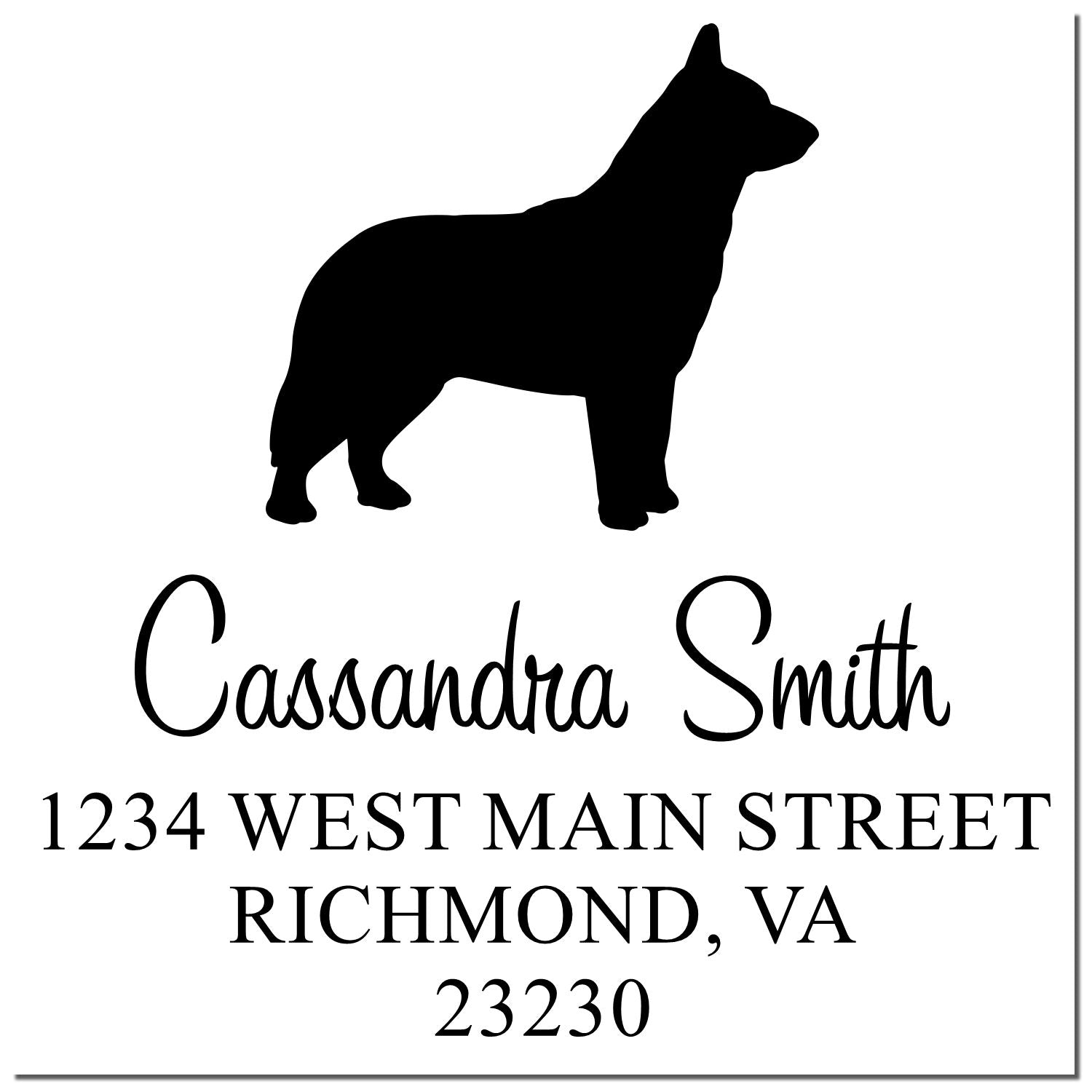 PSI Pre-Inked Blue Heeler Handcrafted Dog Return Address Rubber Stamp