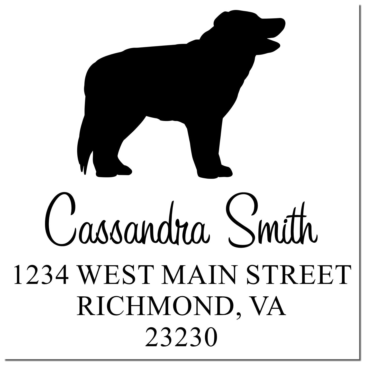 Wood Handle Border Collie Address Label Stamper