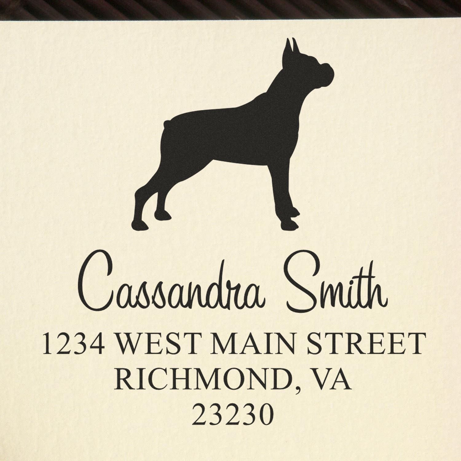 Wood Handle Boxer Address Return Rubber Stamp