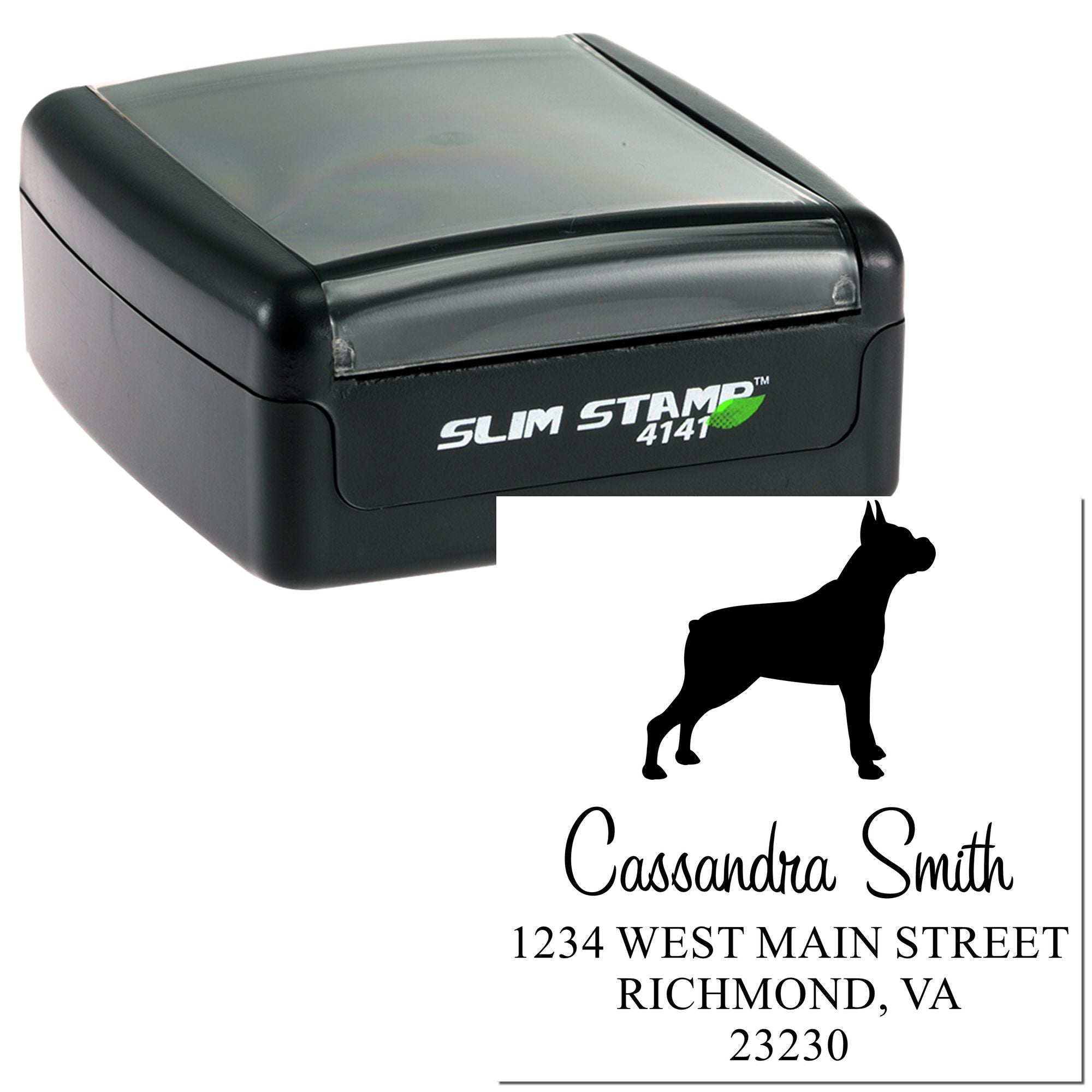 Slim Pre-Inked Boxer Personalizable Mail Stamp for Envelopes