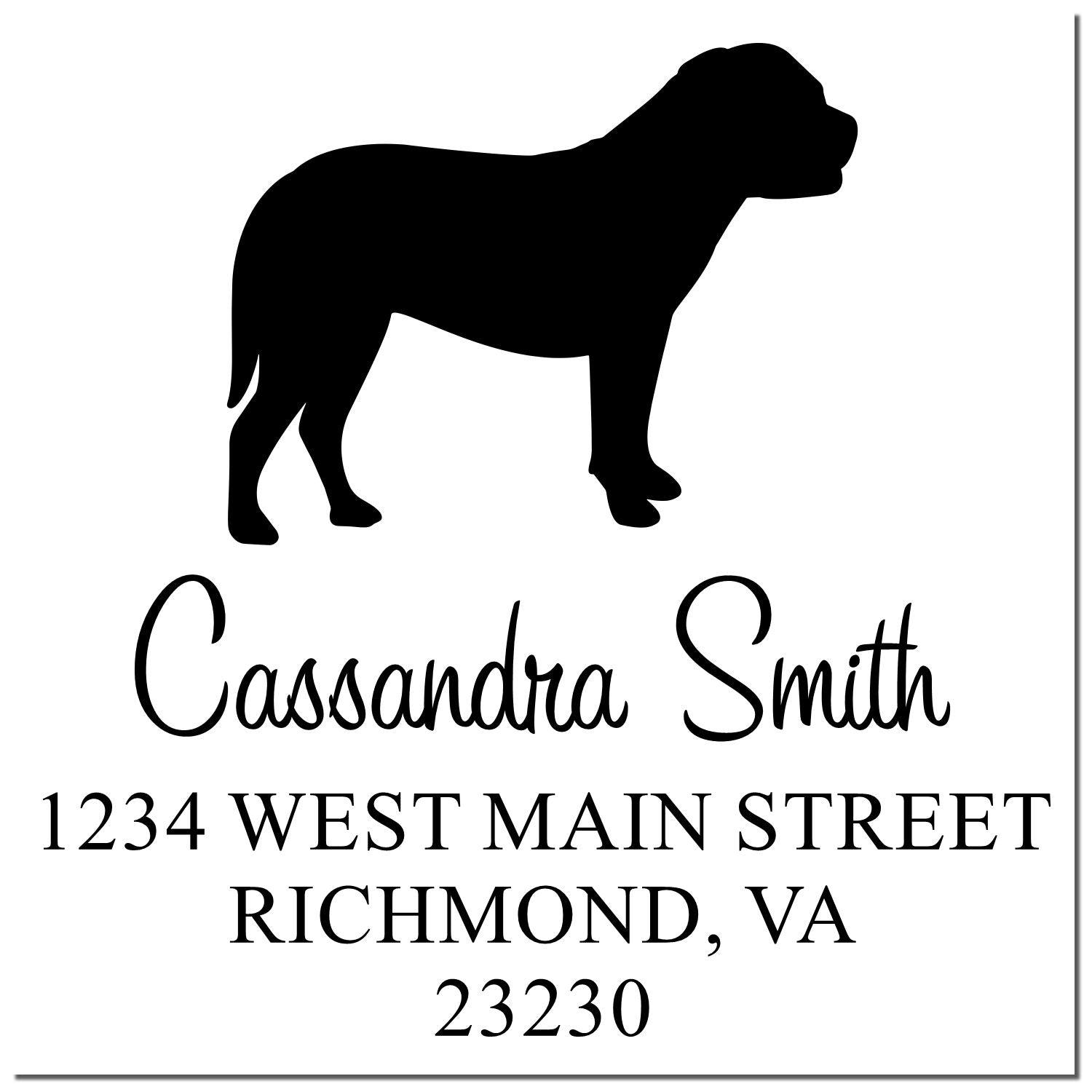 Wood Handle Bullmastiff Address Return Stamp