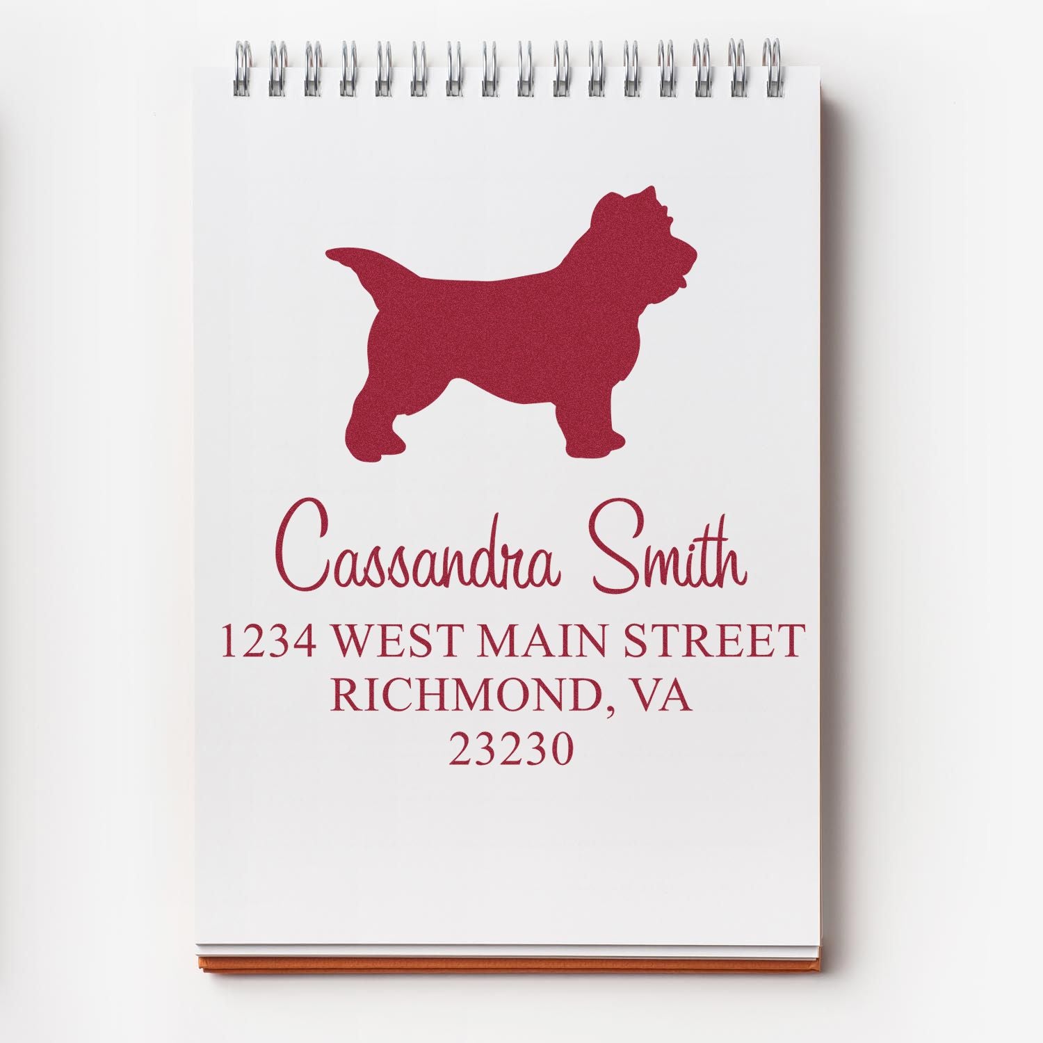 Wood Handle Cairn Terrier Address Return Stamp