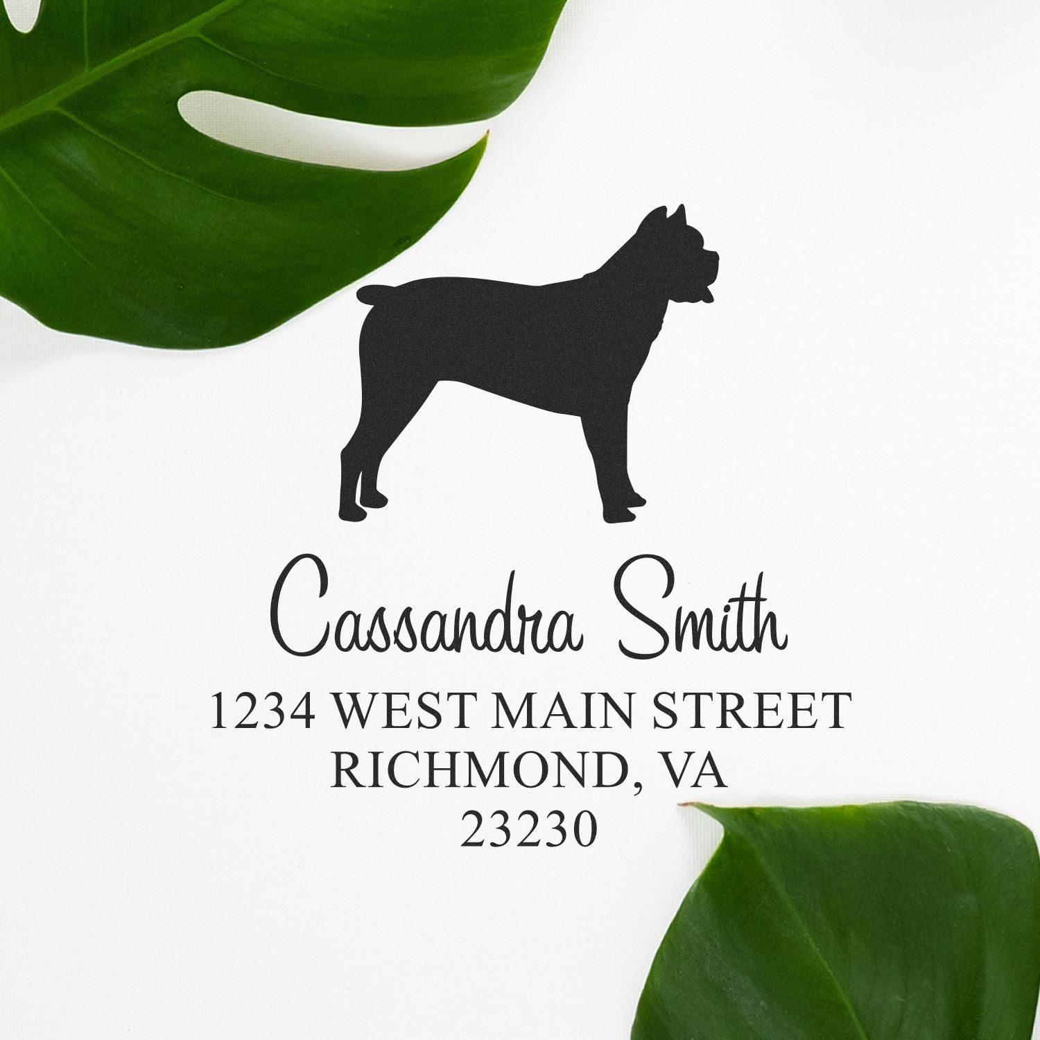 Wood Handle Cane Corso Address Return Stamp for Envelopes