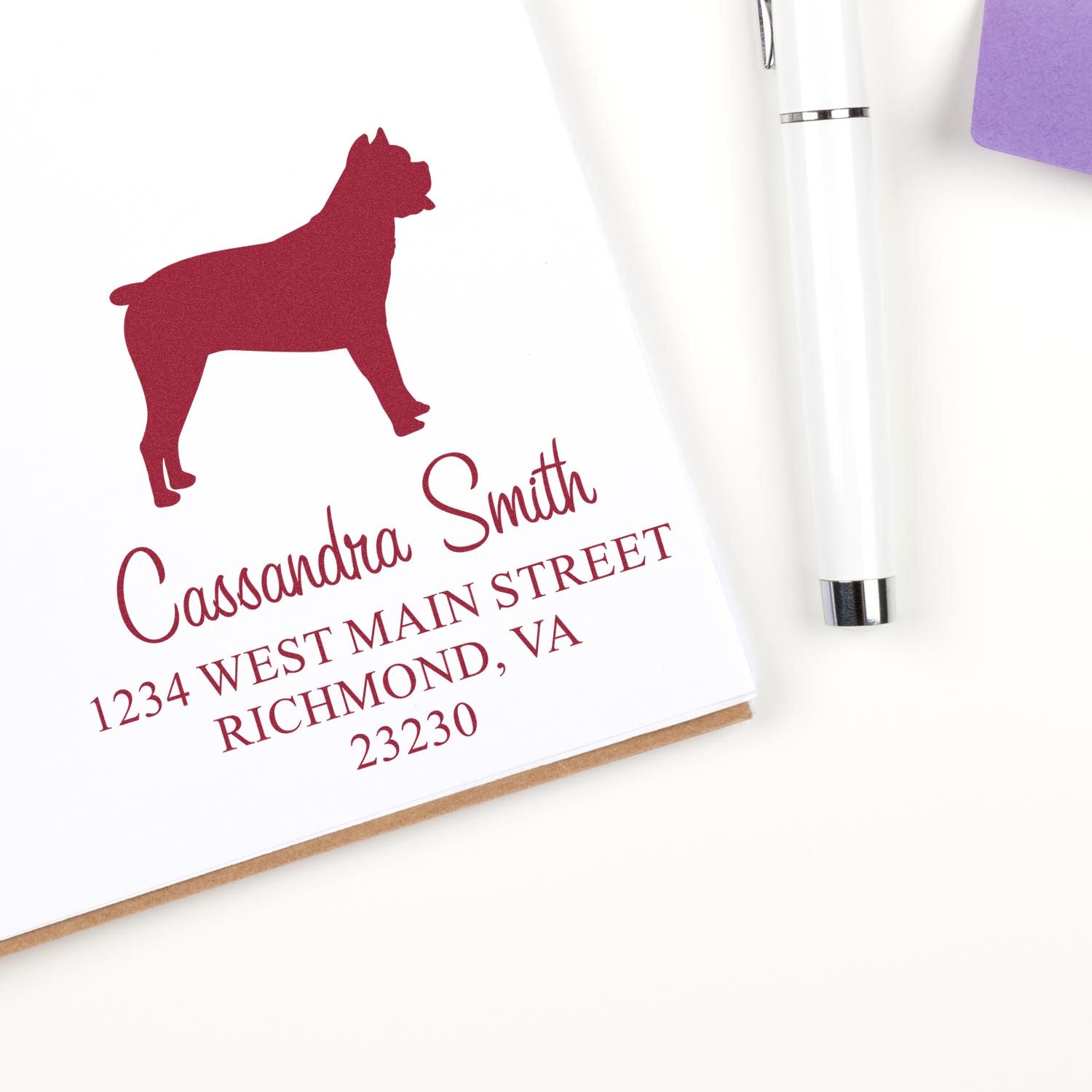Wood Handle Cane Corso Address Return Stamp for Envelopes