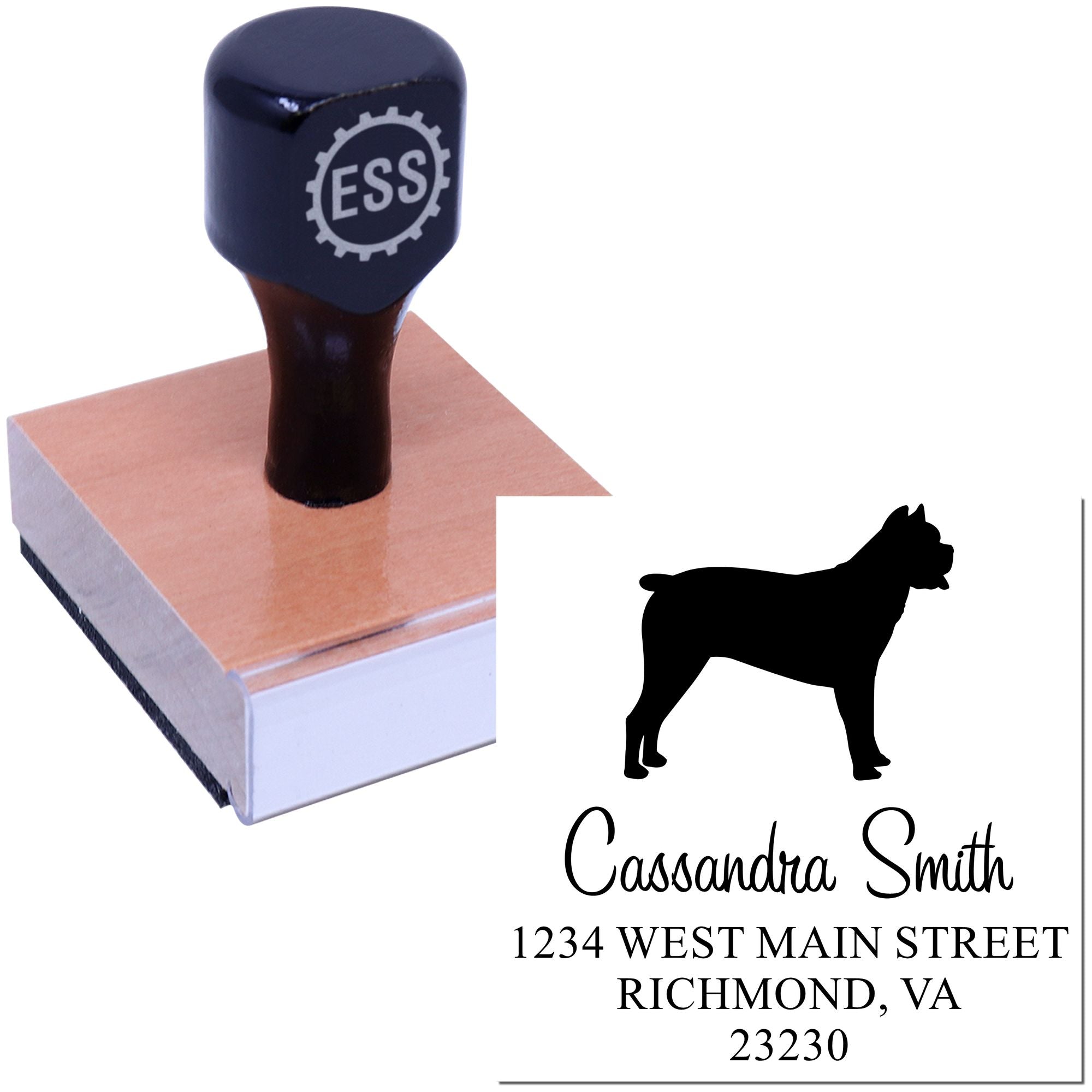 Wood Handle Cane Corso Address Return Stamp for Envelopes