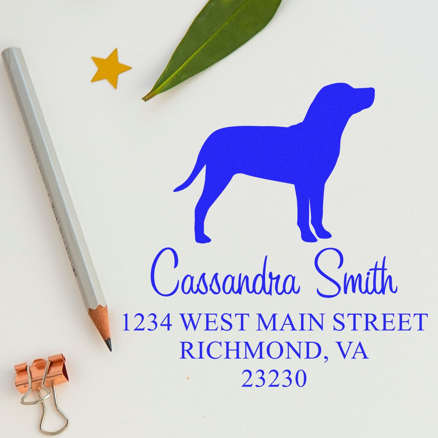 Wood Handle Catahoula Address Return Stamp for Envelopes