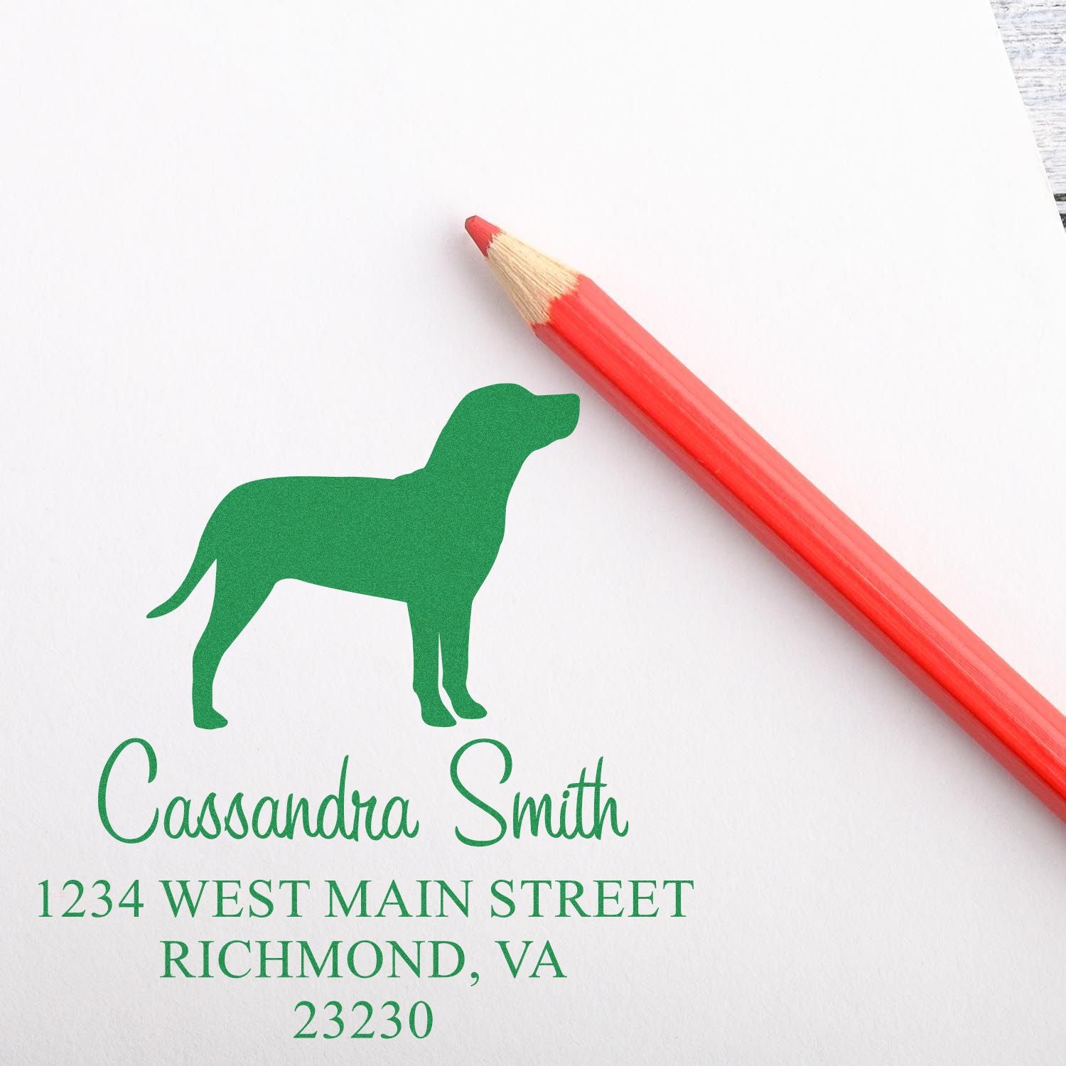 Wood Handle Catahoula Address Return Stamp for Envelopes