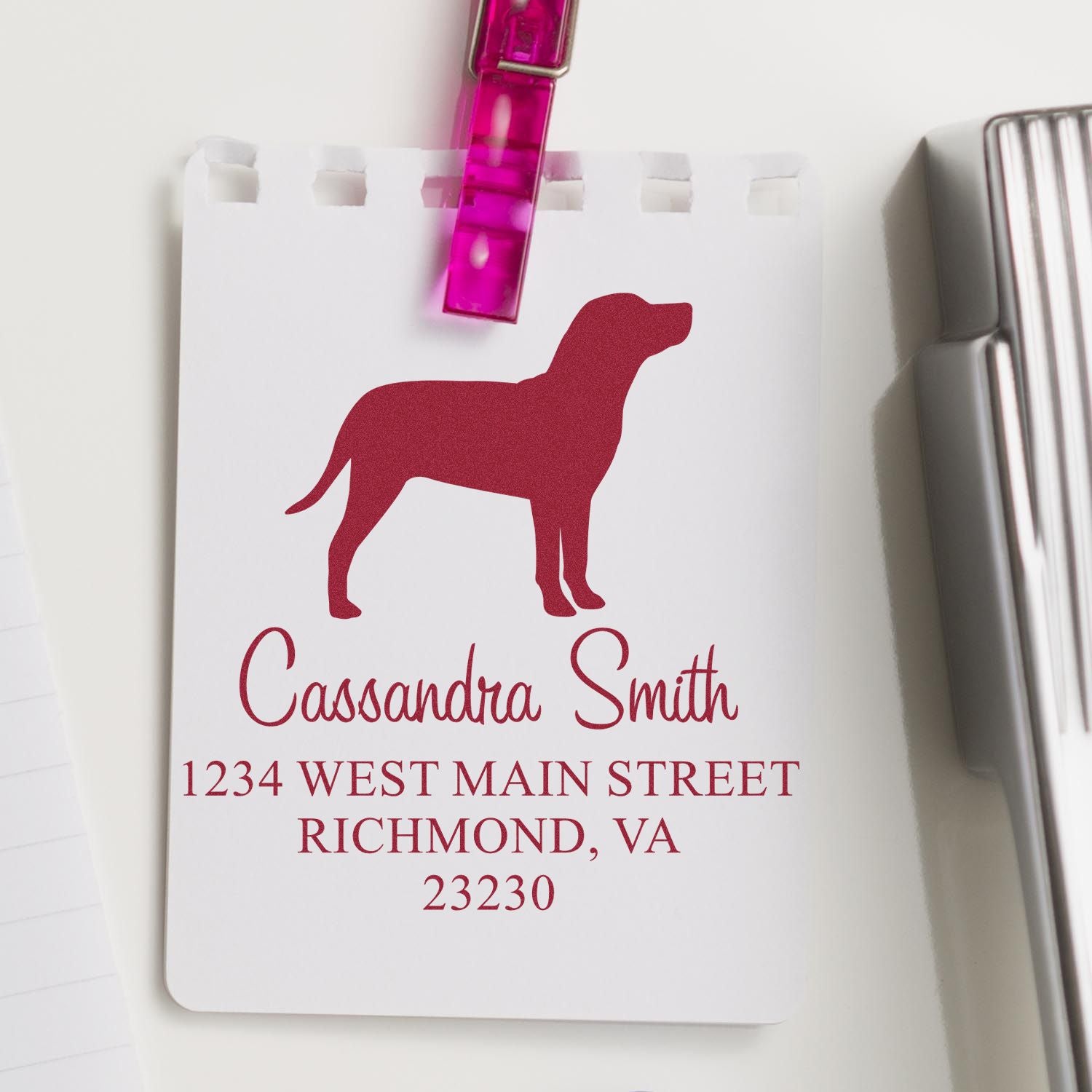 Wood Handle Catahoula Address Return Stamp for Envelopes