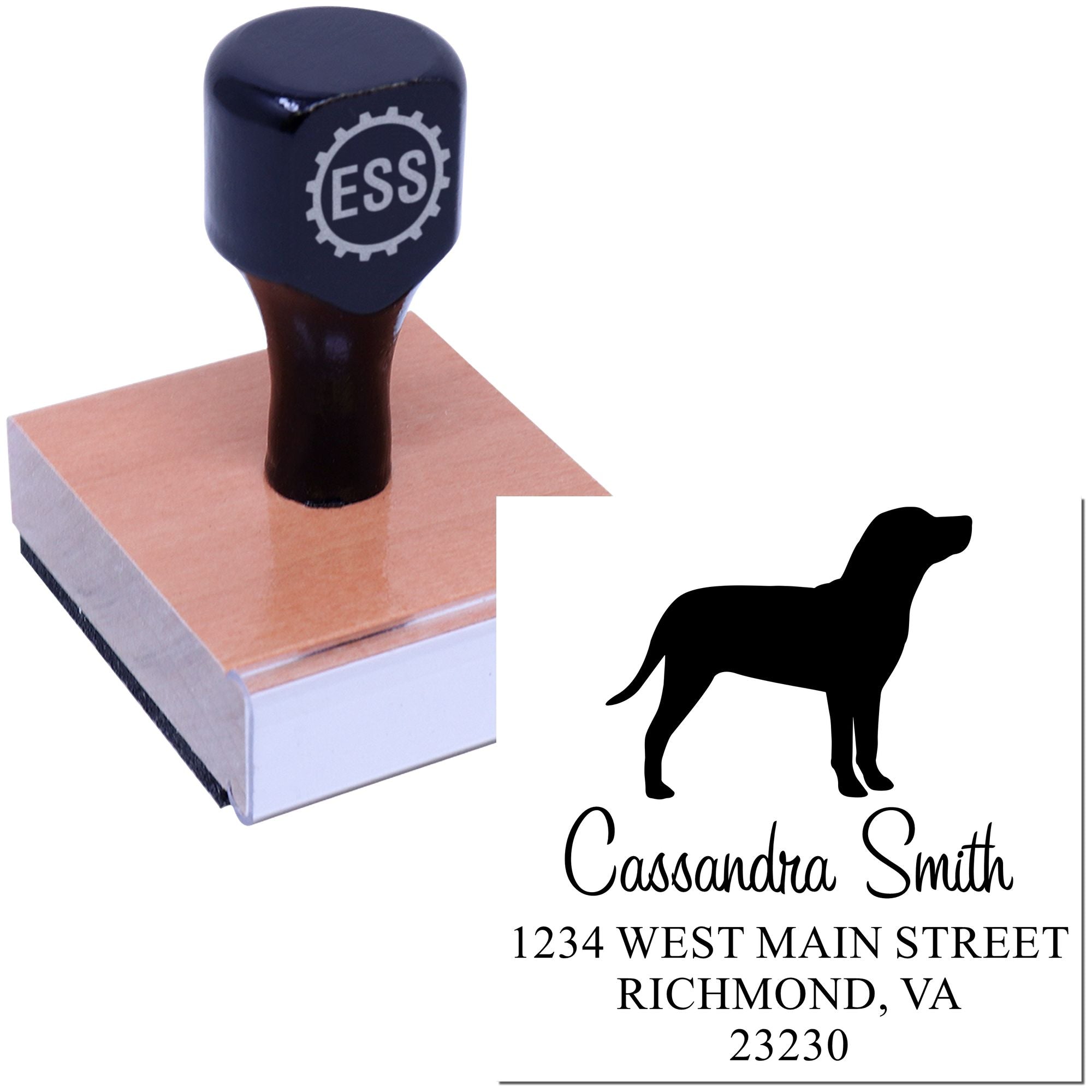 Wood Handle Catahoula Address Return Stamp for Envelopes