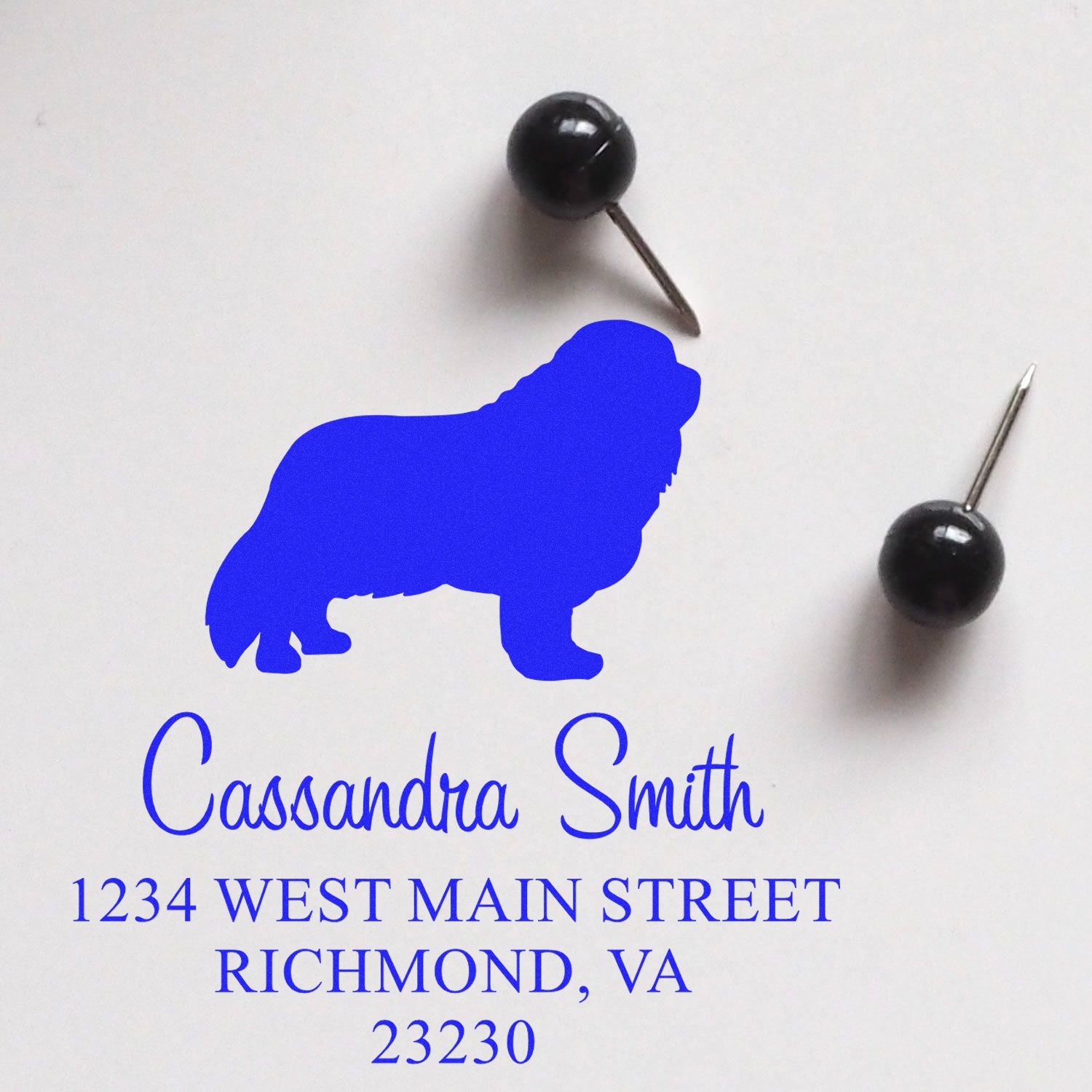 Wood Handle Cavalier King Charles Address Return Stamper