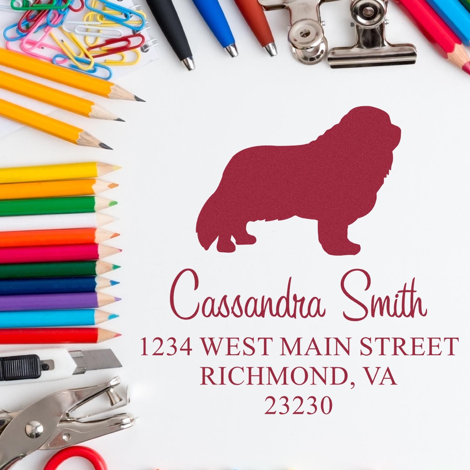 Slim Pre-Inked Cavalier King Charles Personalizable Mailing Address Stamp