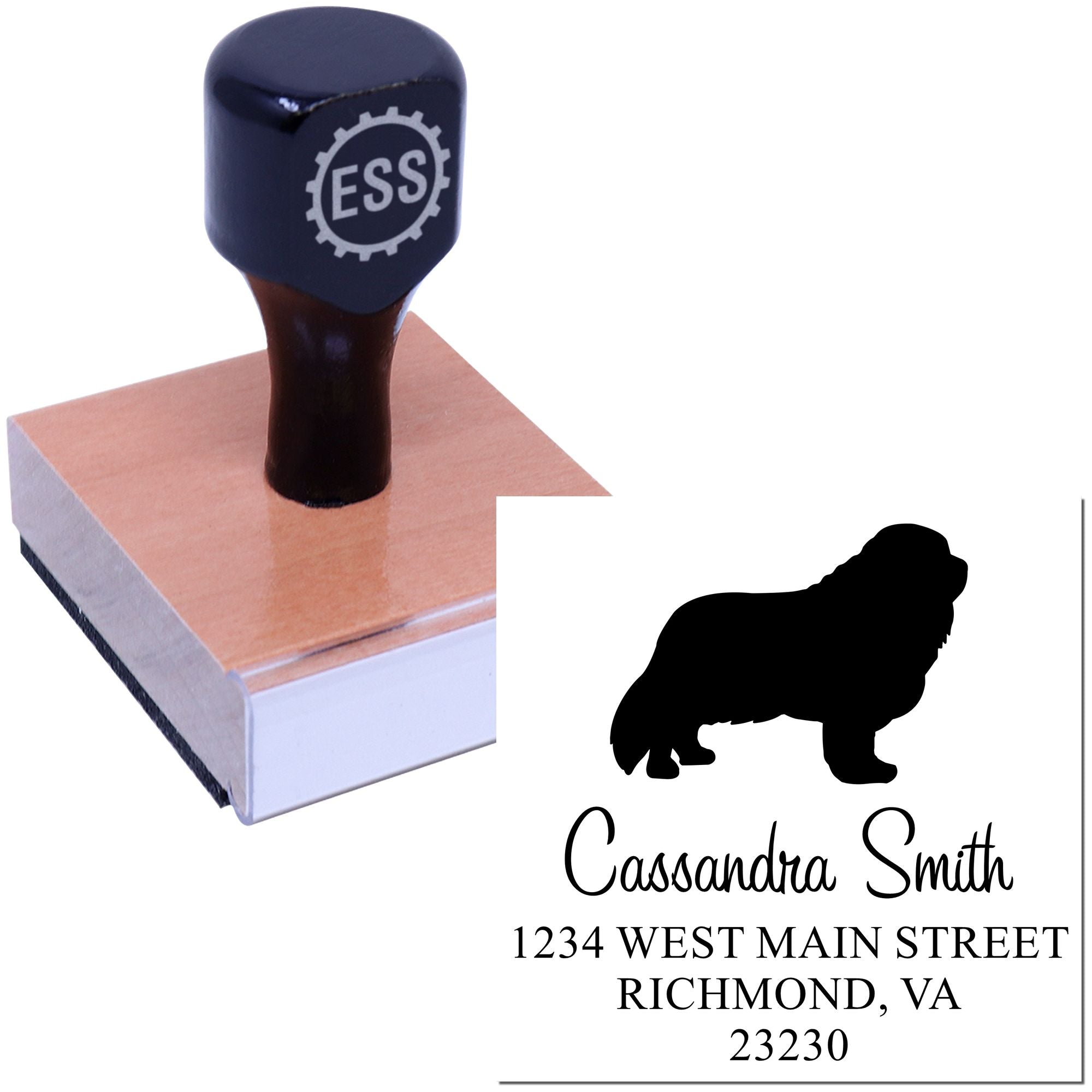 Wood Handle Cavalier King Charles Address Return Stamper