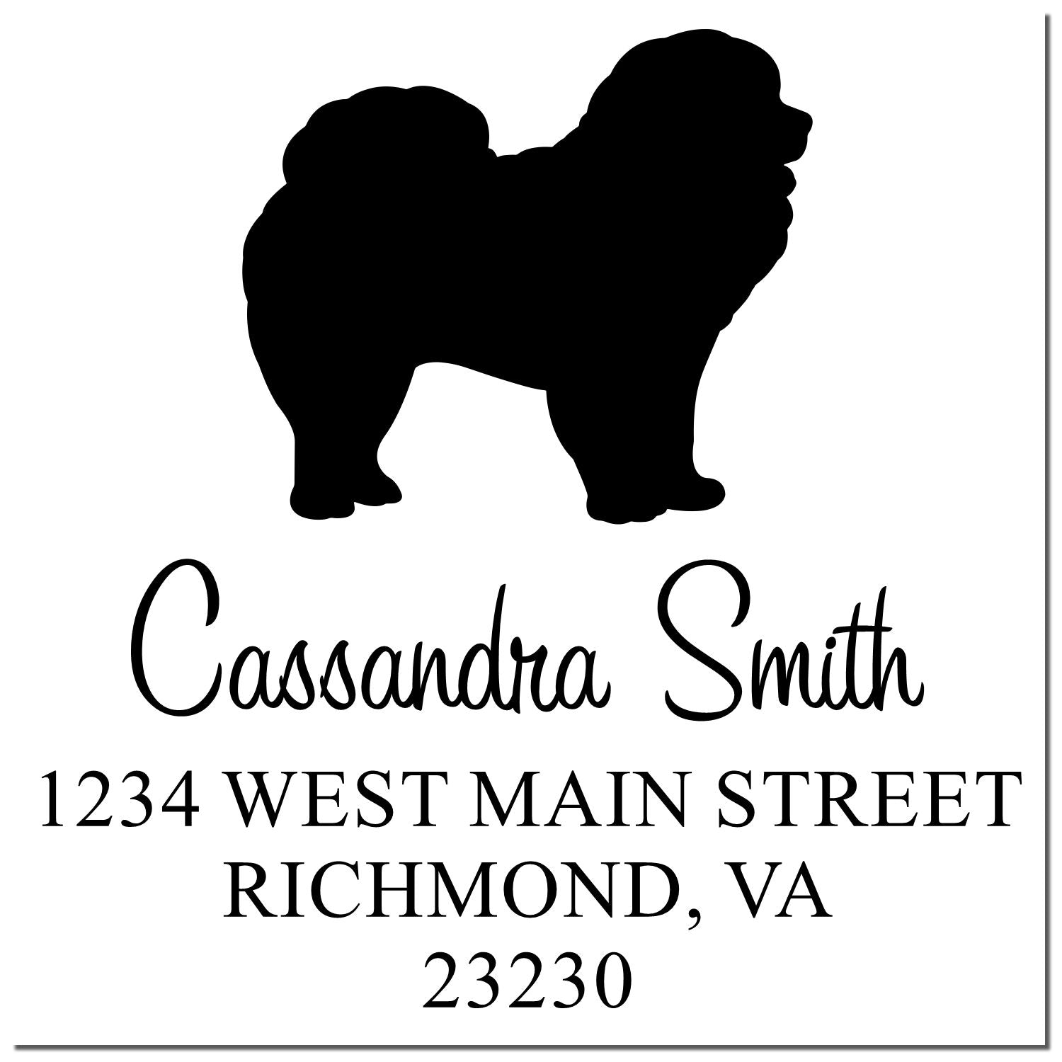 Wood Handle Chow Address Rubber Stamp