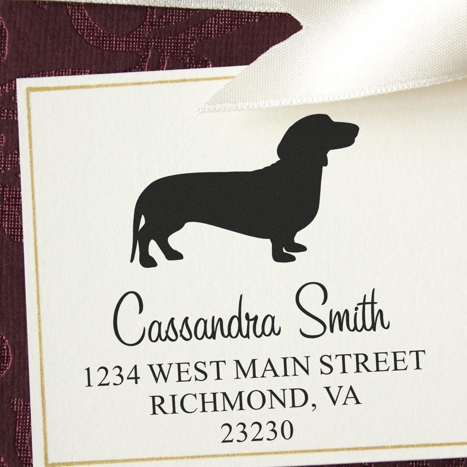 Wood Handle Dachshund Address Rubber Stamp