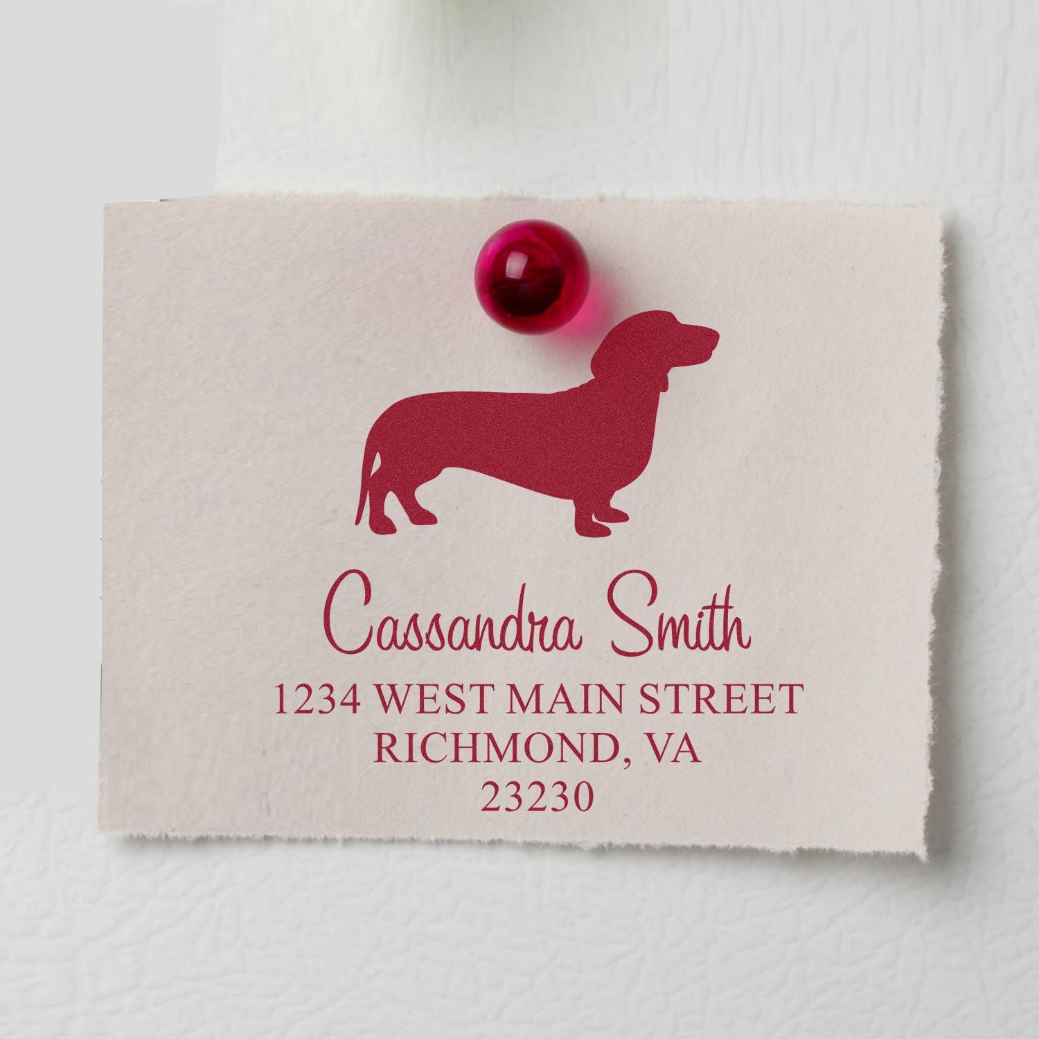 Wood Handle Dachshund Address Rubber Stamp