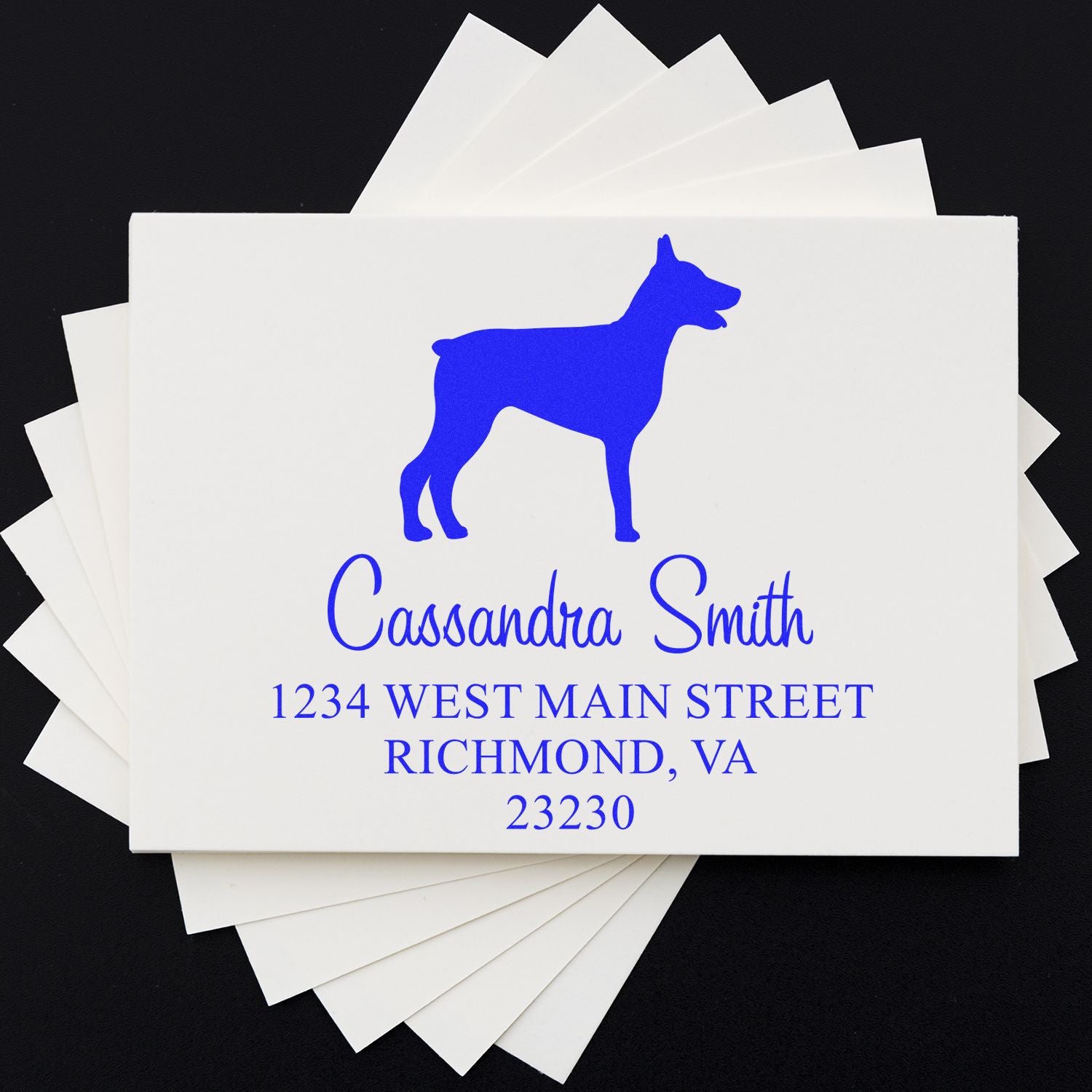 Wood Handle Doberman Address Stamp