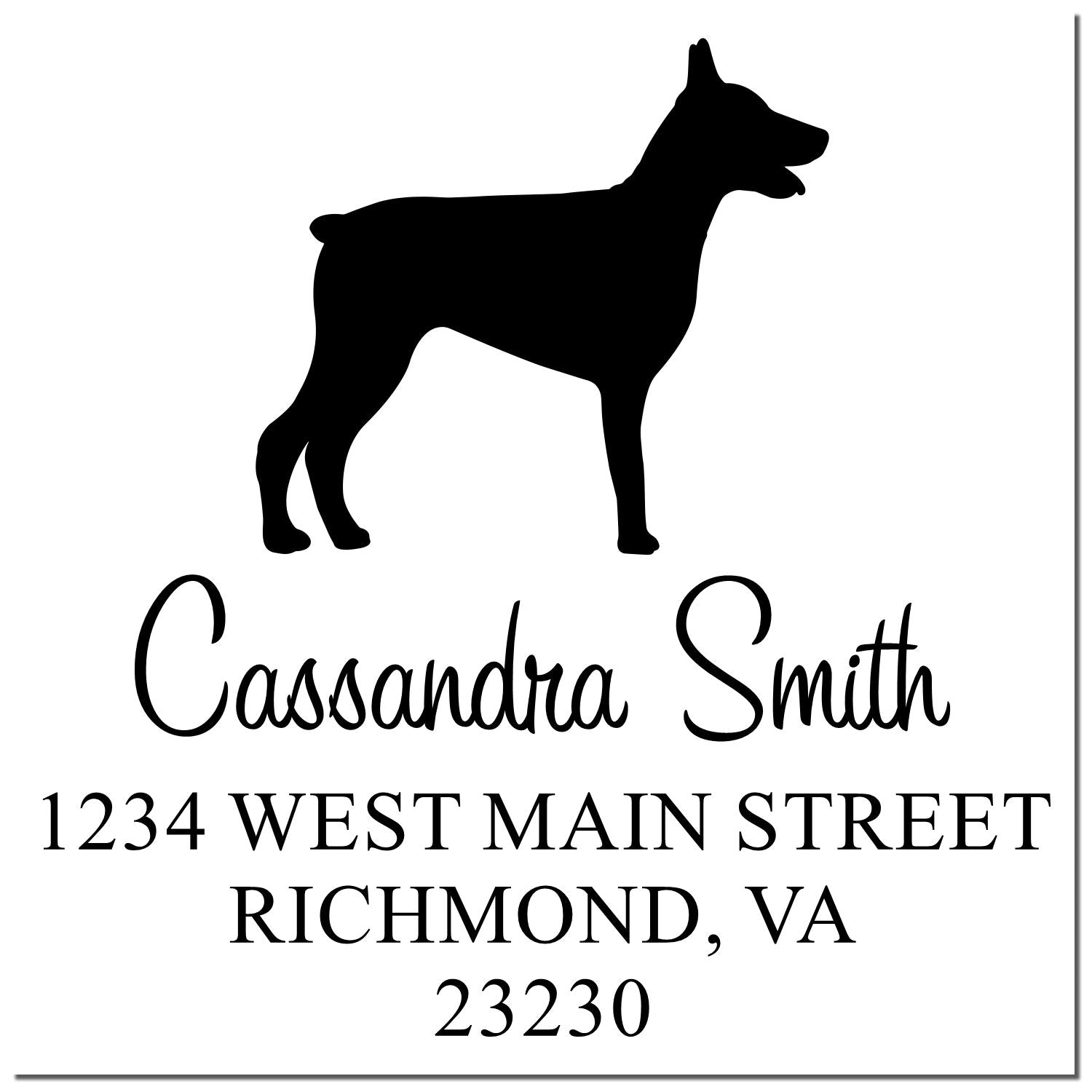 Wood Handle Doberman Address Stamp