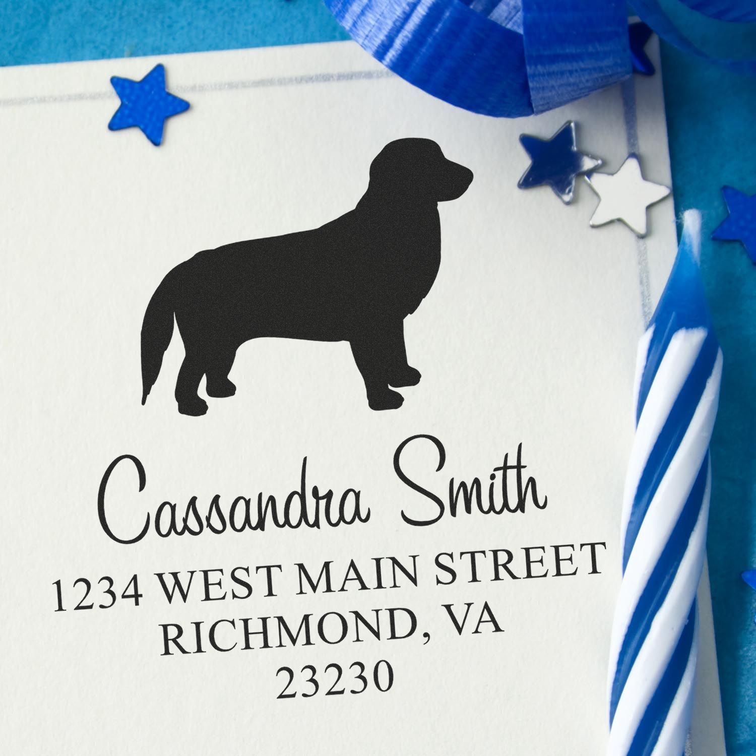 Wood Handle Golden Retriever Address Stamp for Envelopes