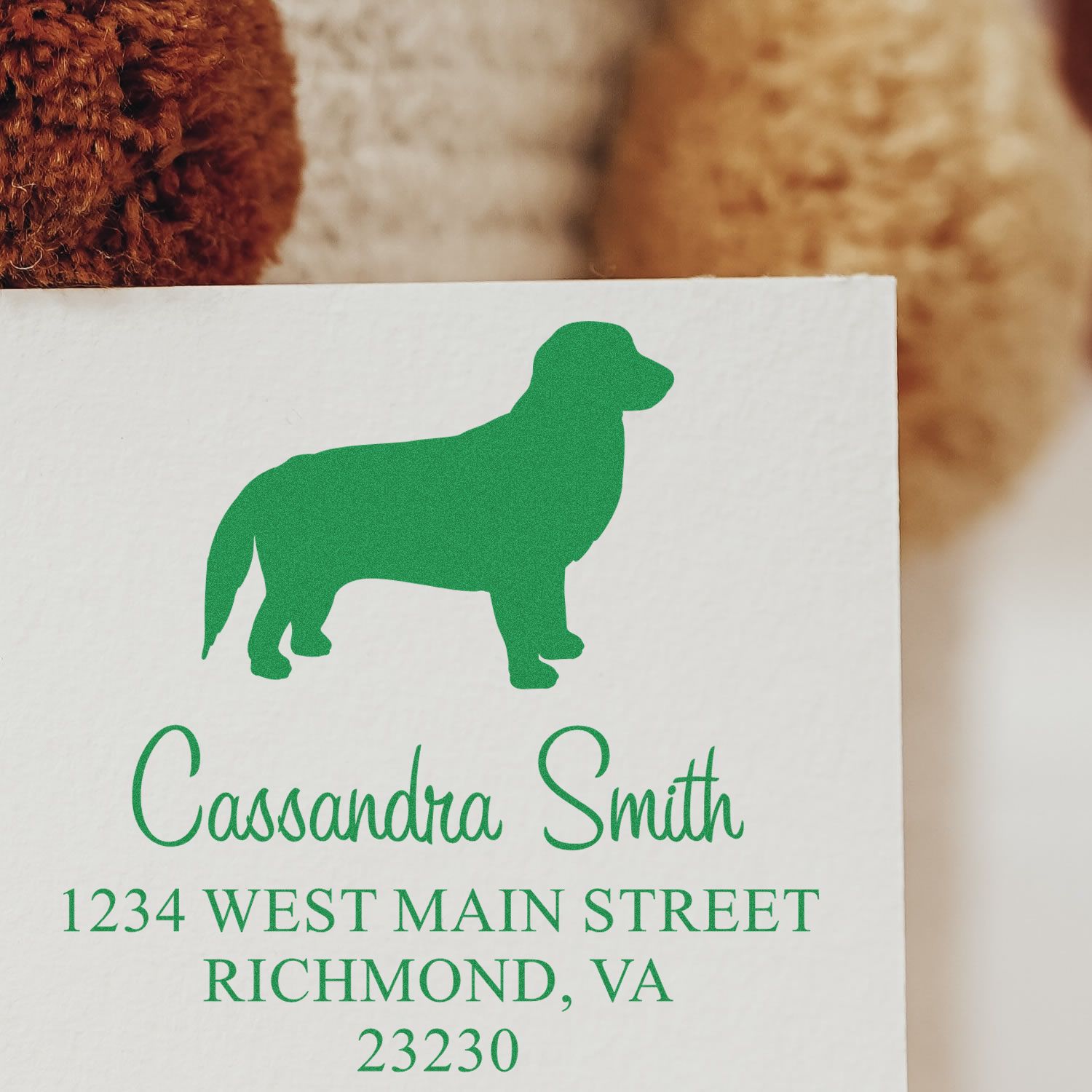 Wood Handle Golden Retriever Address Stamp for Envelopes