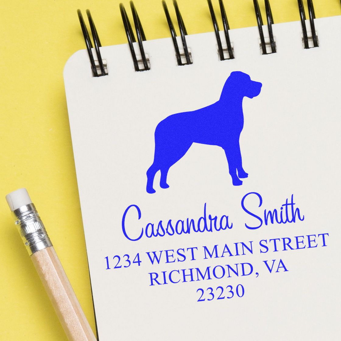 Wood Handle Great Dane Address Stamper