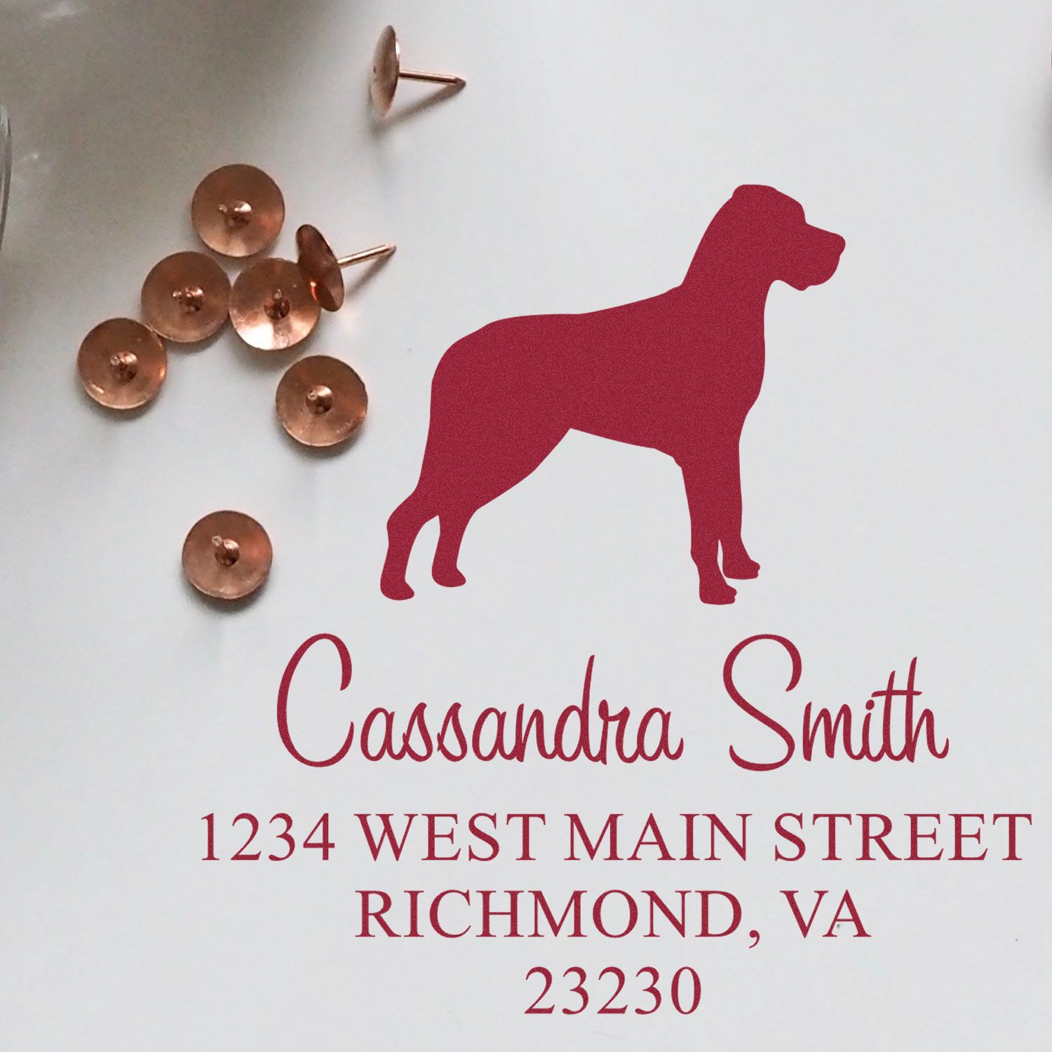 Wood Handle Great Dane Address Stamper